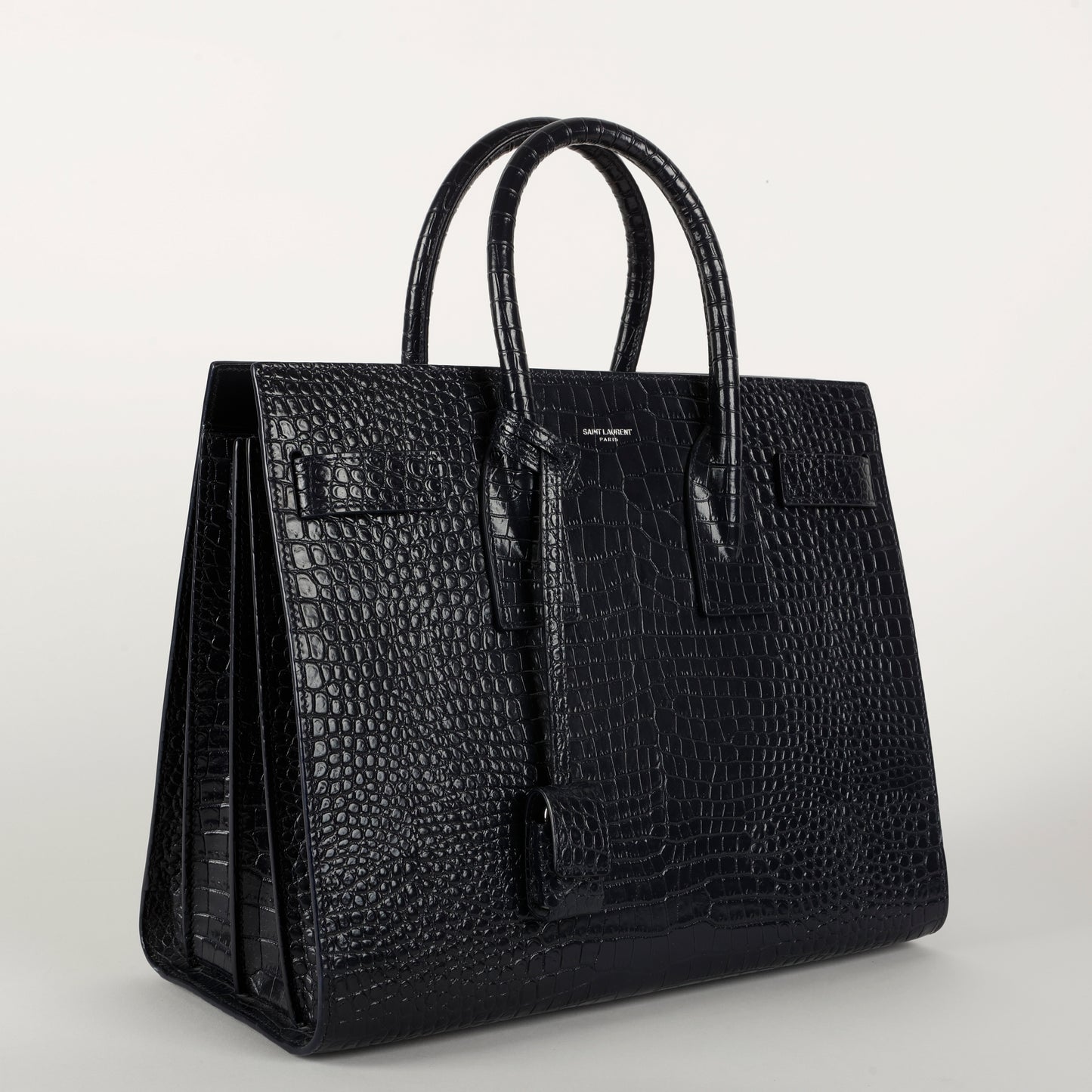 Small Sac De Jour Croc Embossed, Navy