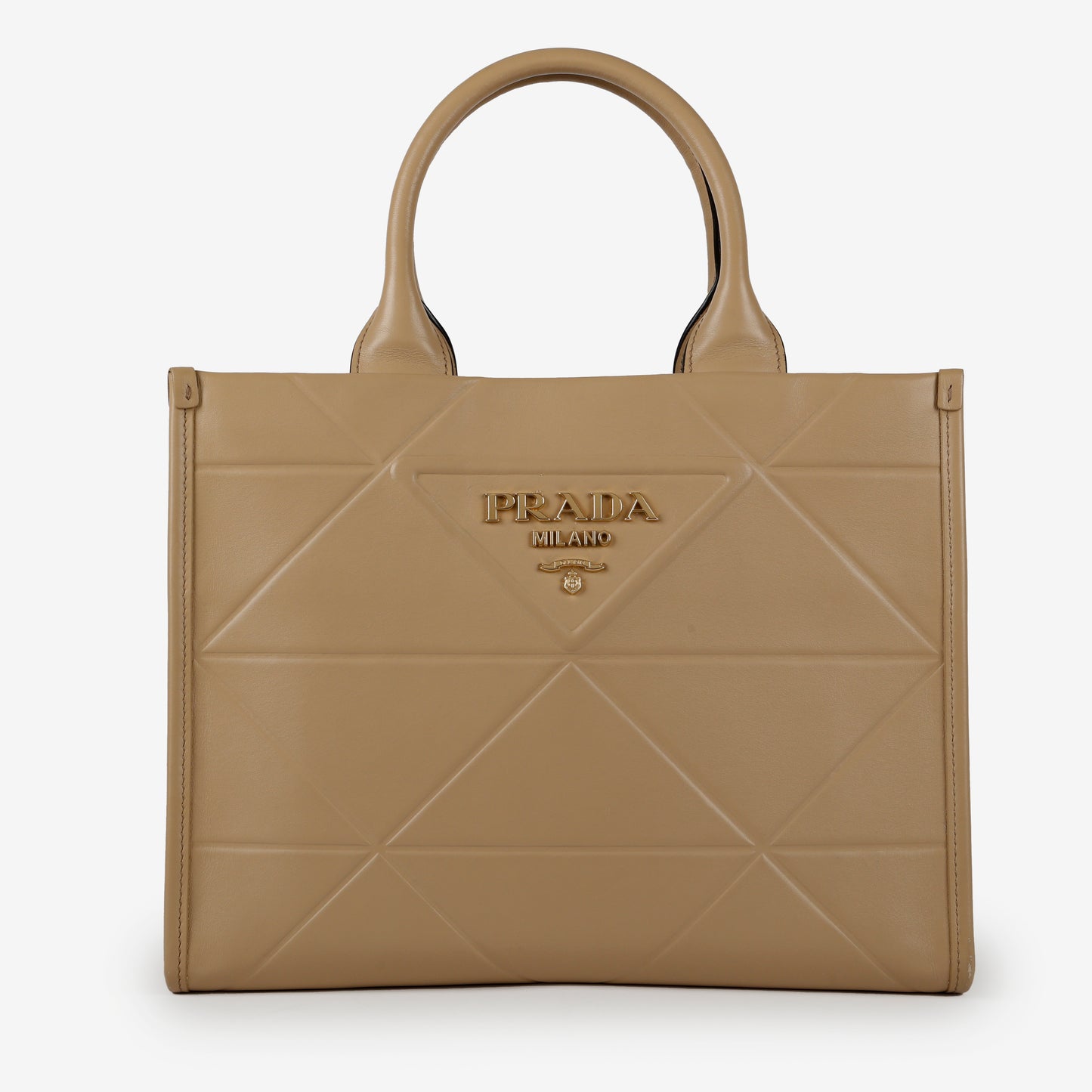 Small Symbole Shopper Tote, Beige Embossed Calfskin