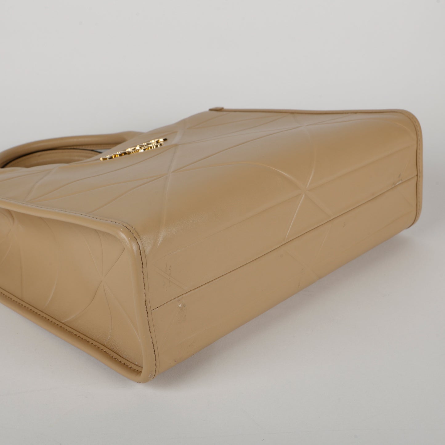 Small Symbole Shopper Tote, Beige Embossed Calfskin