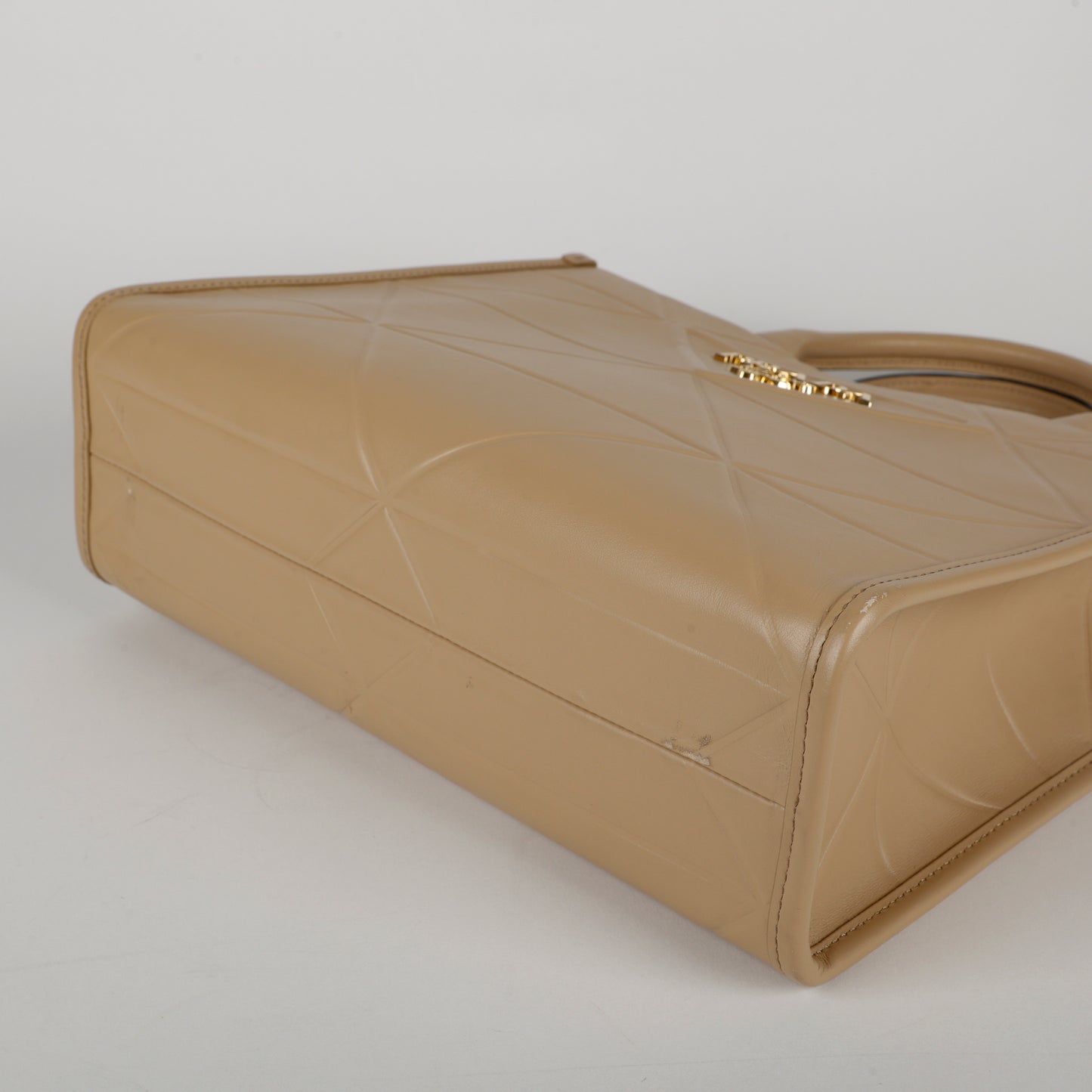 Small Symbole Shopper Tote, Beige Embossed Calfskin