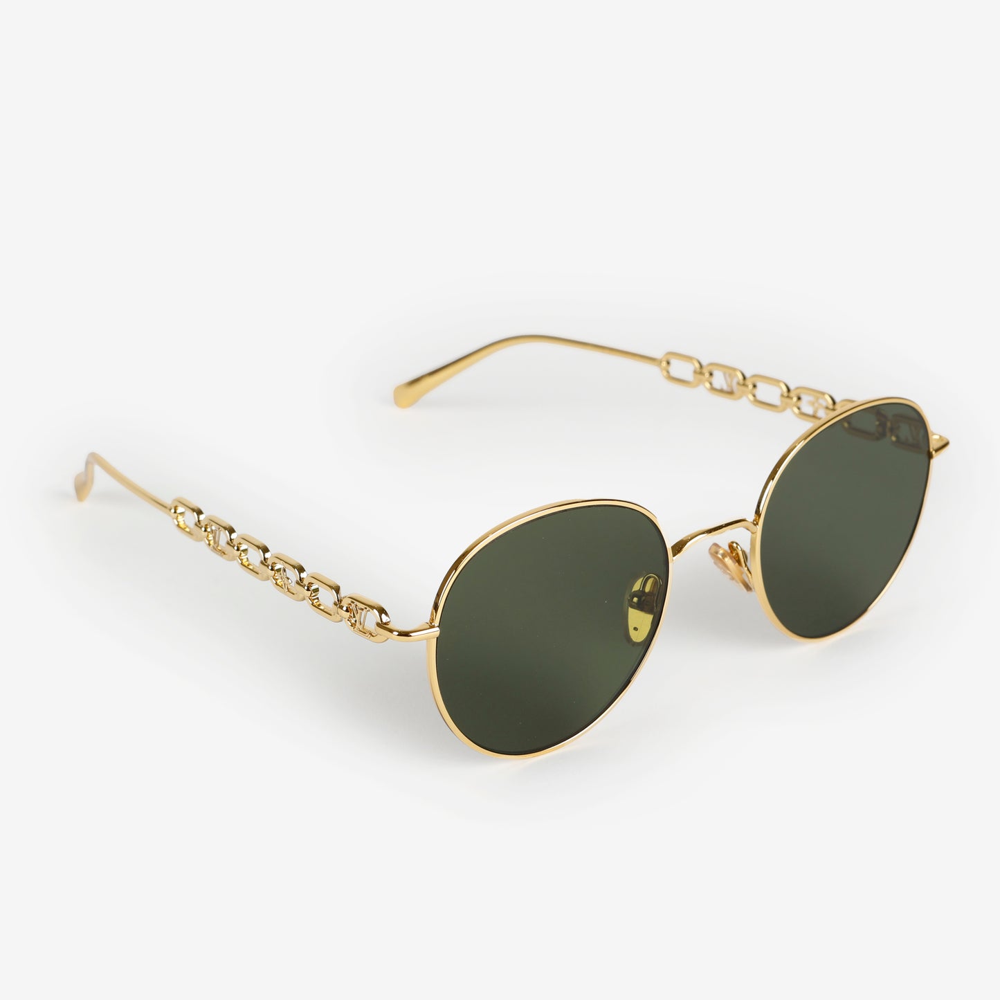 Small Chain Round Sunglasses, Gold