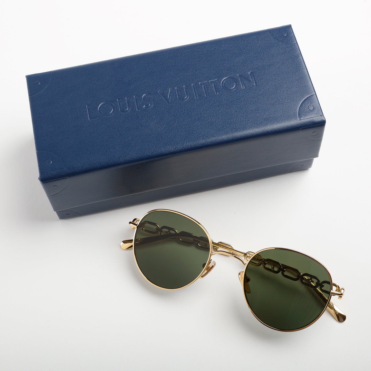 Small Chain Round Sunglasses, Gold