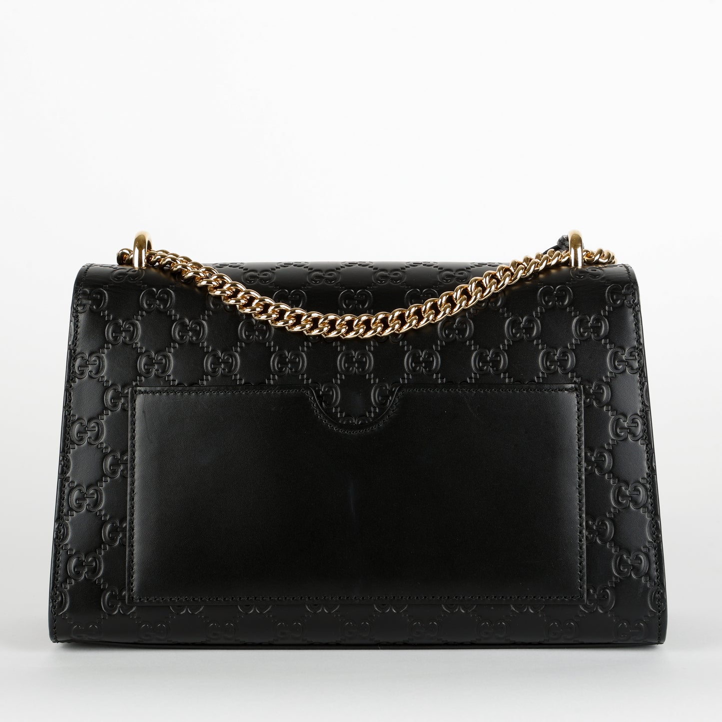 Medium Padlock Shoulder Bag, Black Guccissima