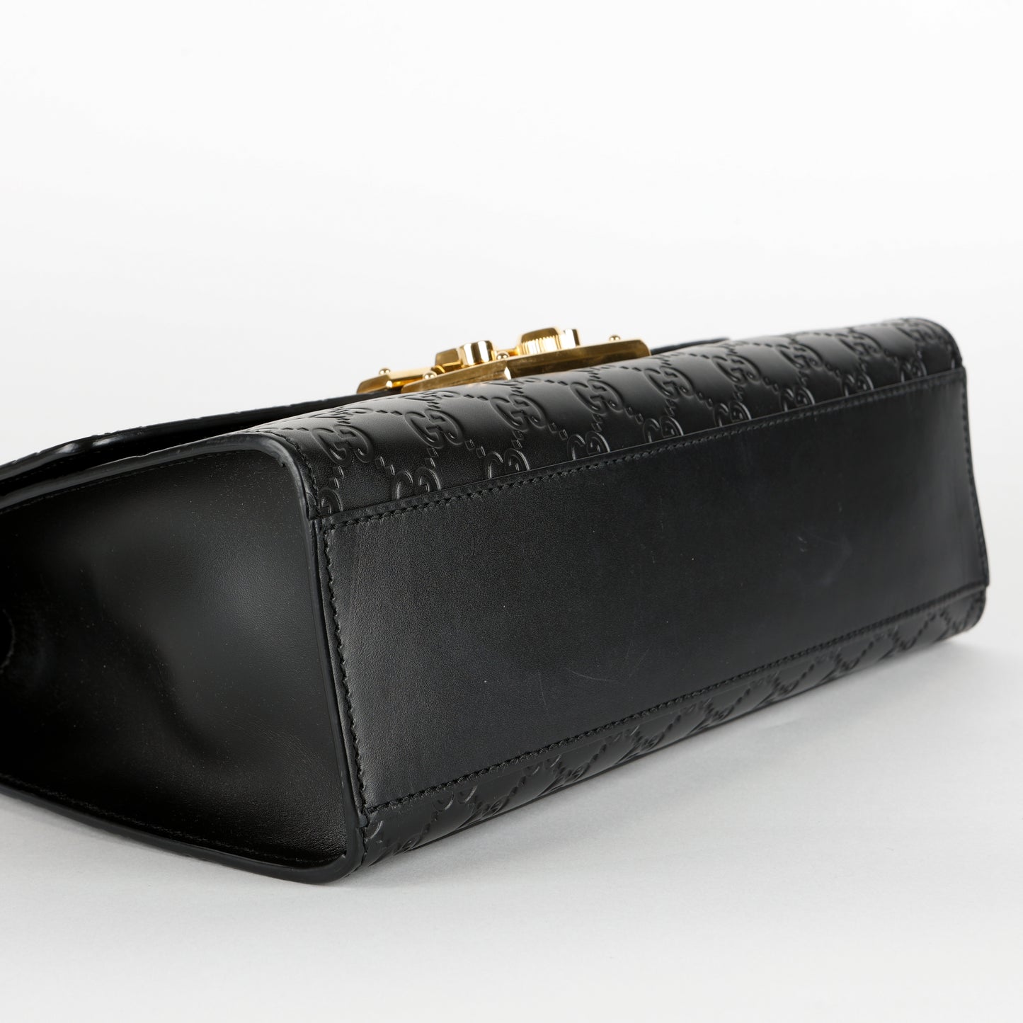 Medium Padlock Shoulder Bag, Black Guccissima