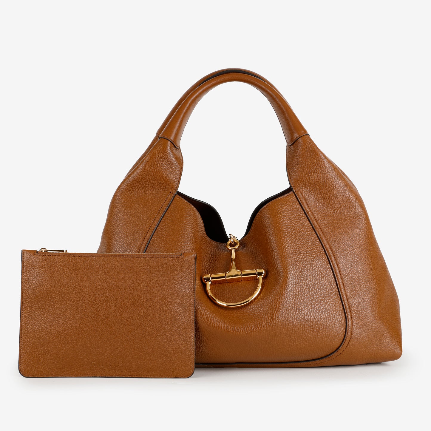 Softbit Maxi Shoulder Bag, Brown Calfskin