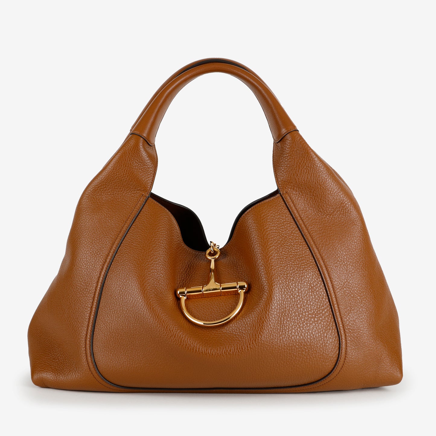 Softbit Maxi Shoulder Bag, Brown Calfskin