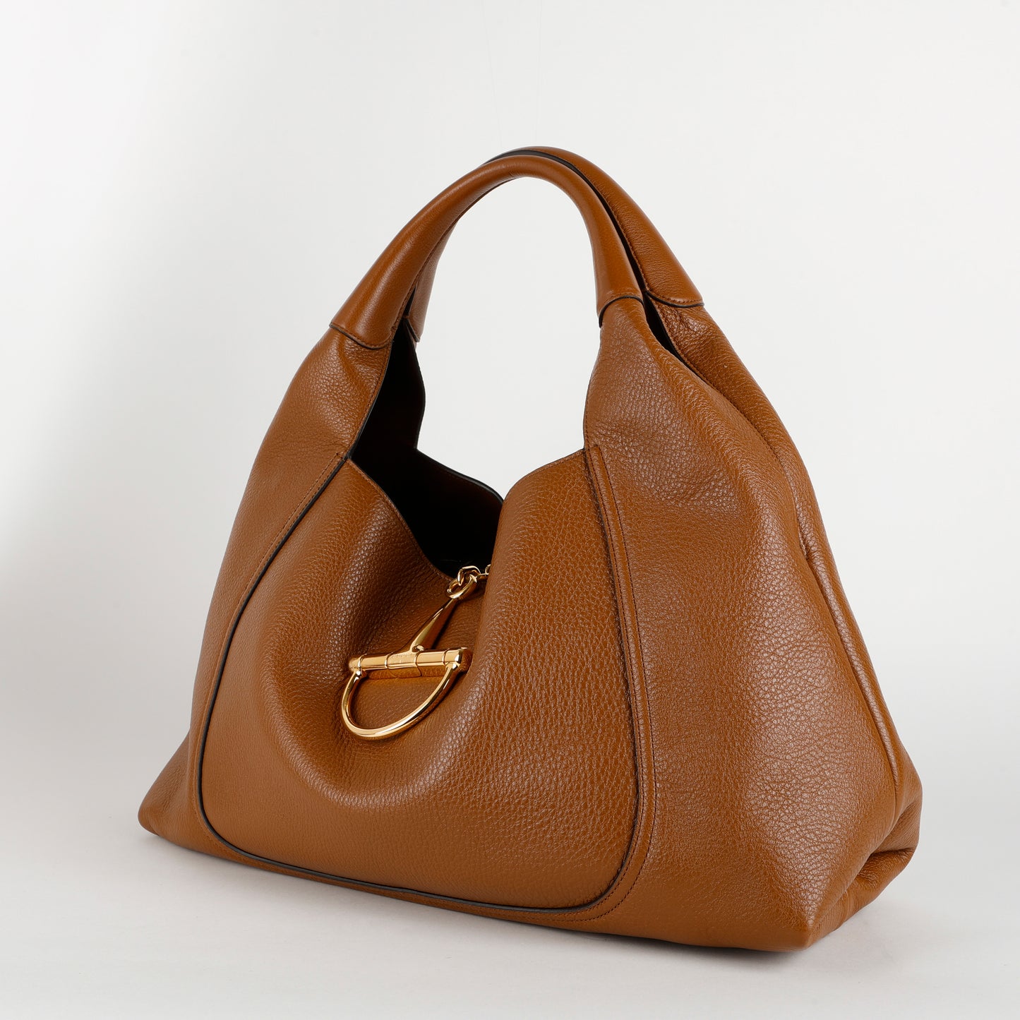 Softbit Maxi Shoulder Bag, Brown Calfskin
