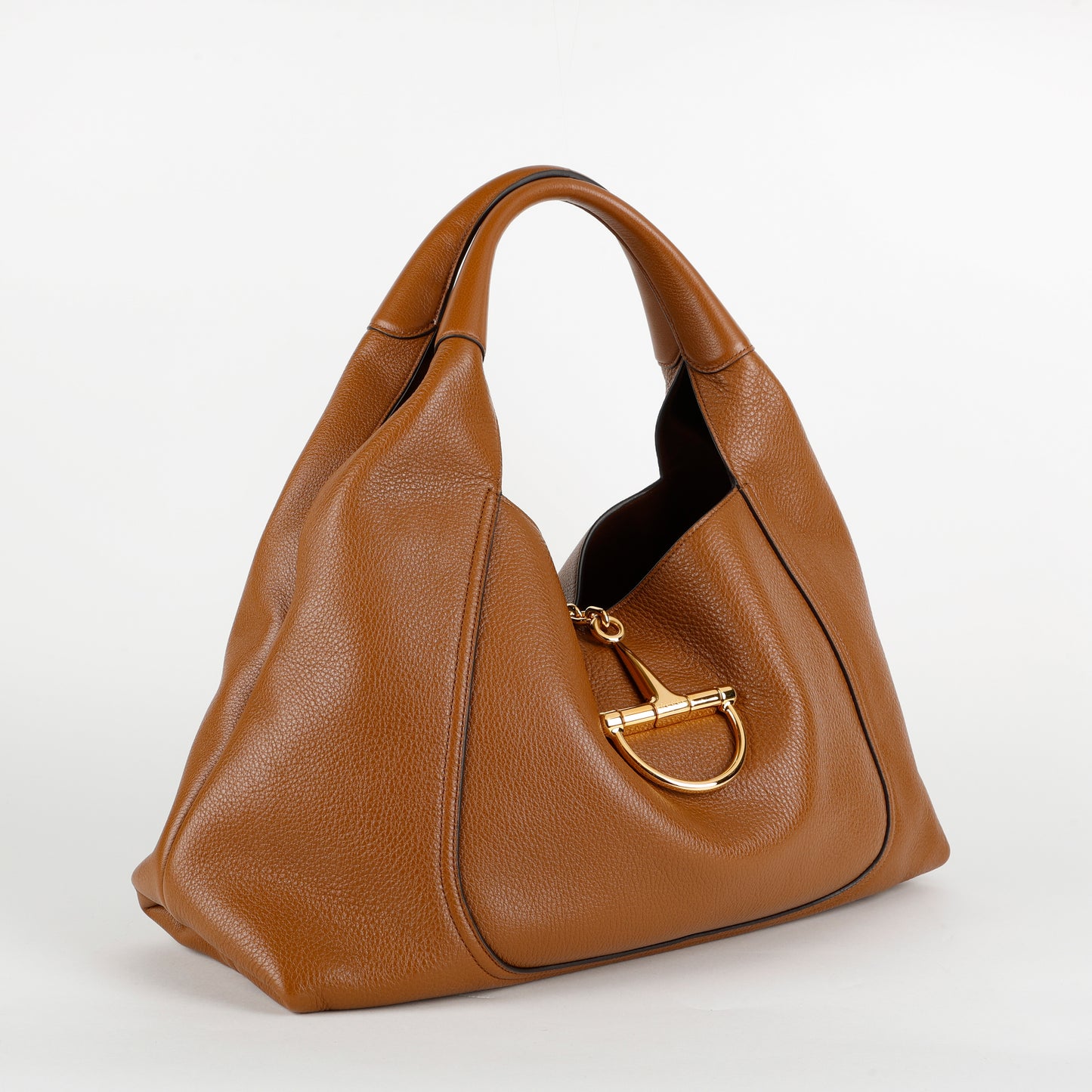 Softbit Maxi Shoulder Bag, Brown Calfskin