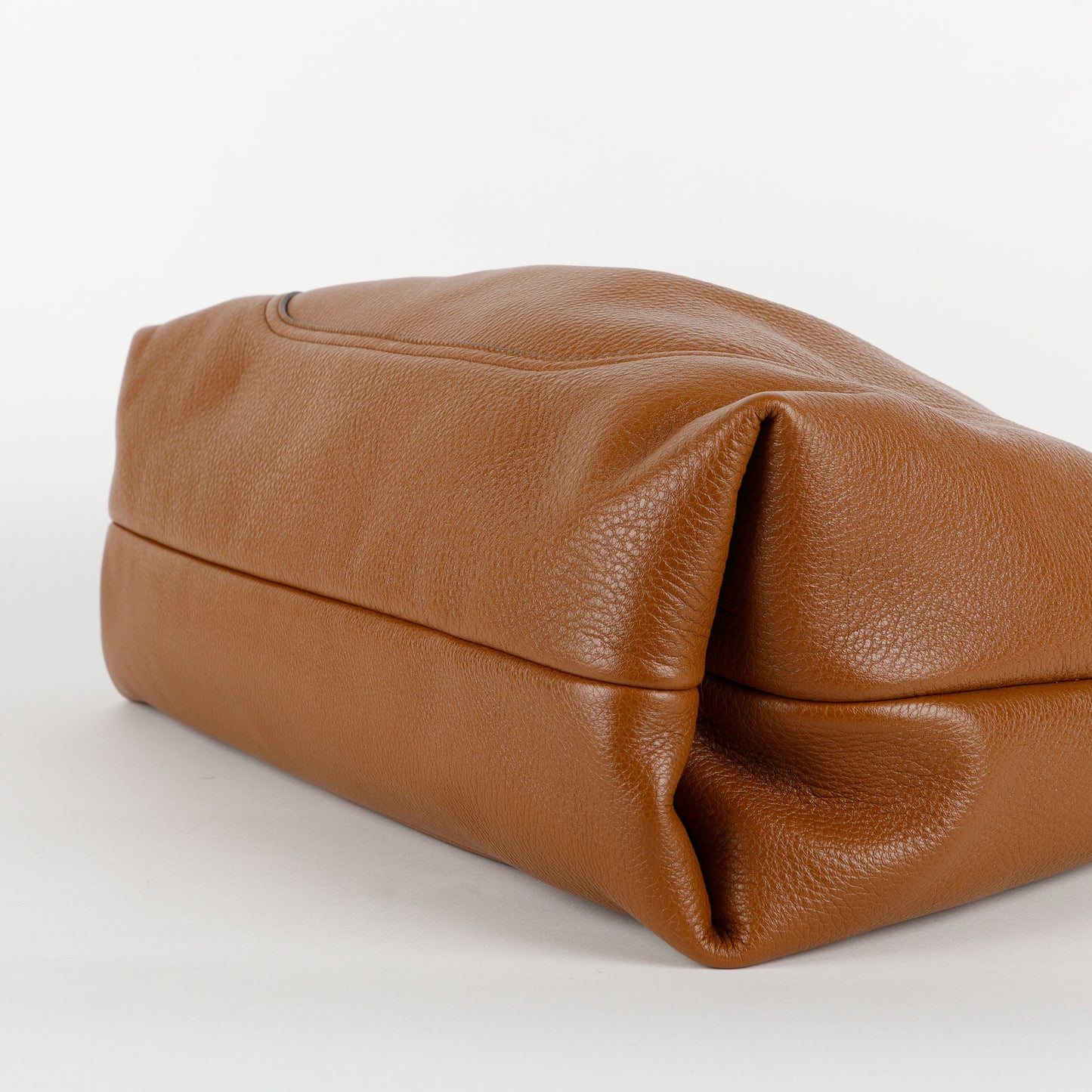 Softbit Maxi Shoulder Bag, Brown Calfskin