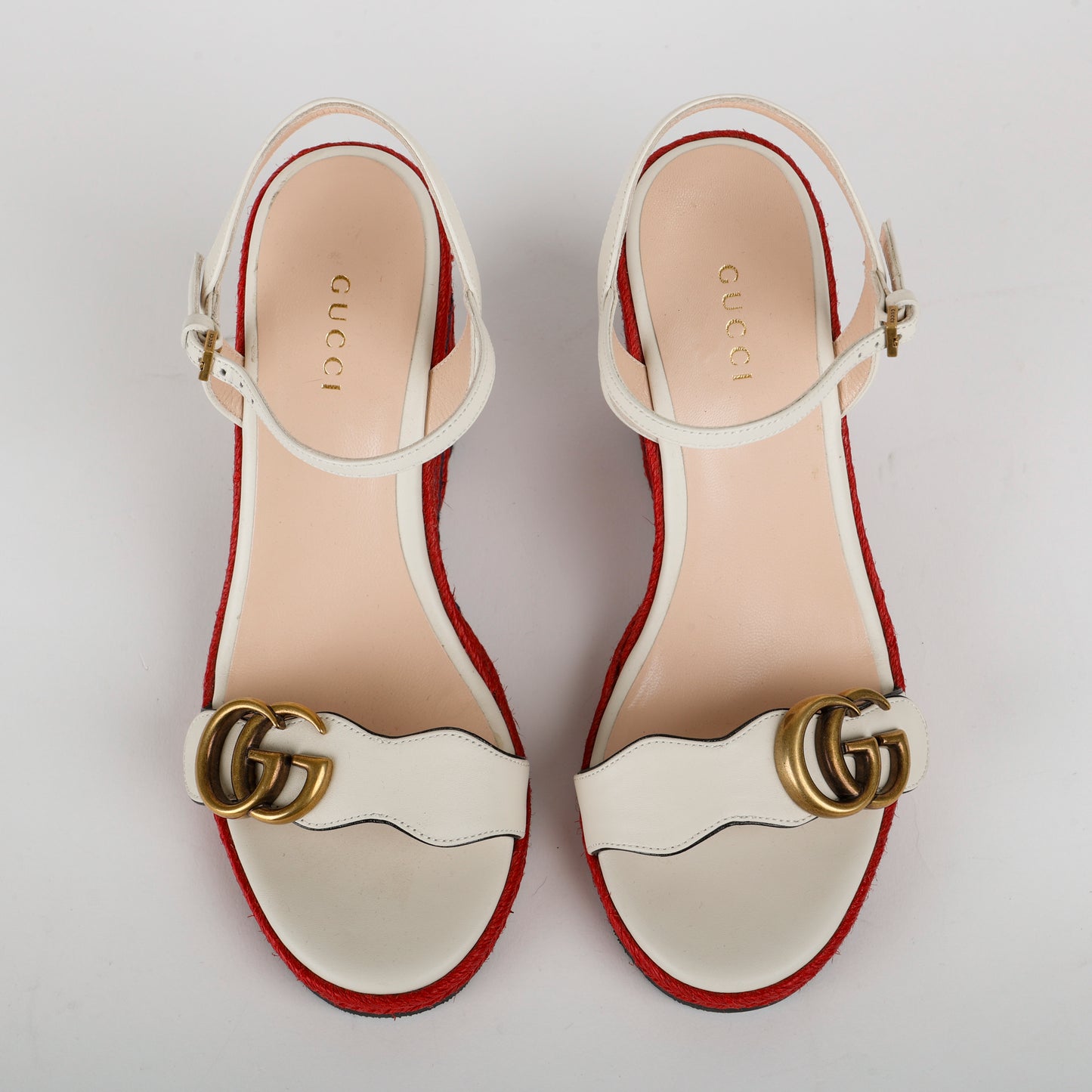 Espadrille Wedge with Lined G White Red Blue
