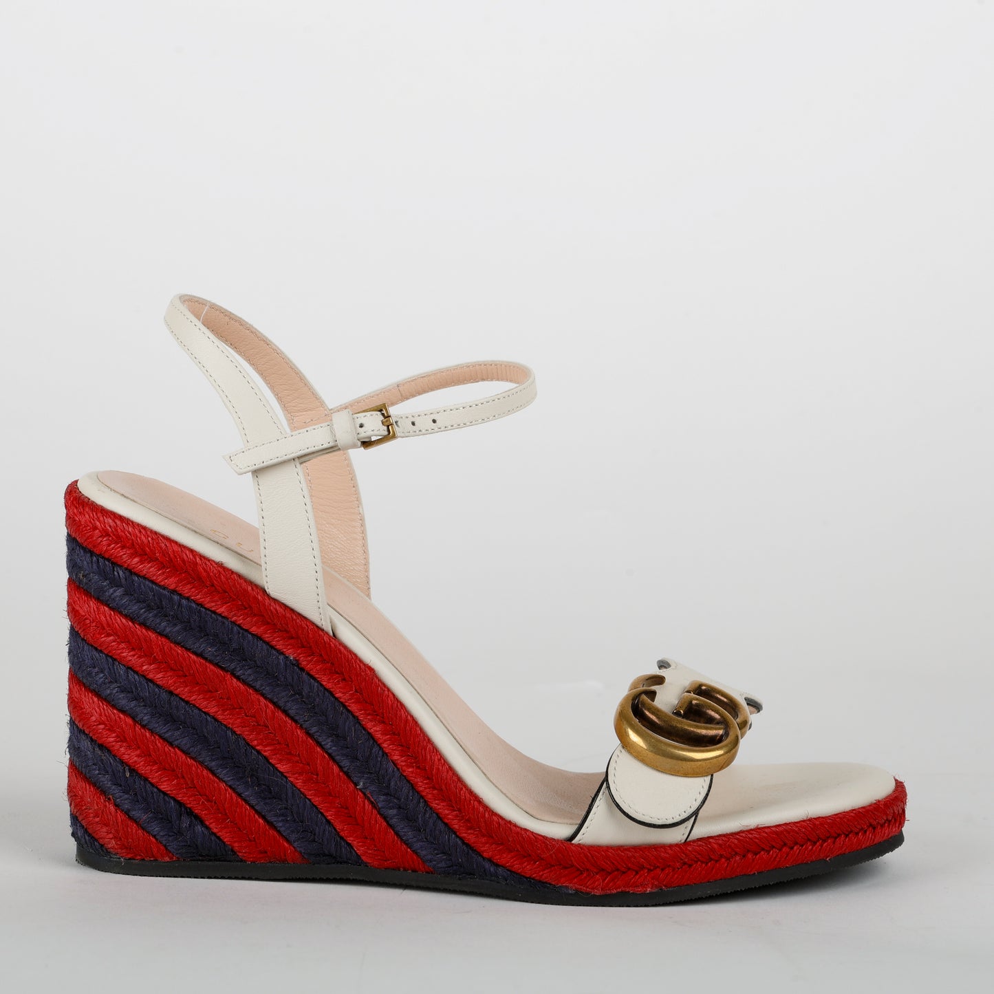 Espadrille Wedge with Lined G White Red Blue