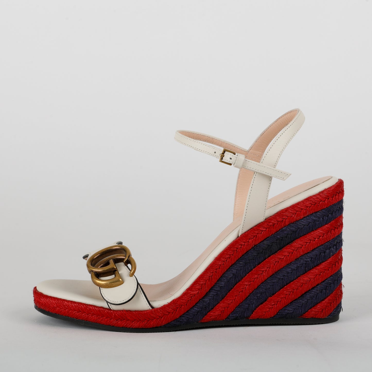 Espadrille Wedge with Lined G White Red Blue