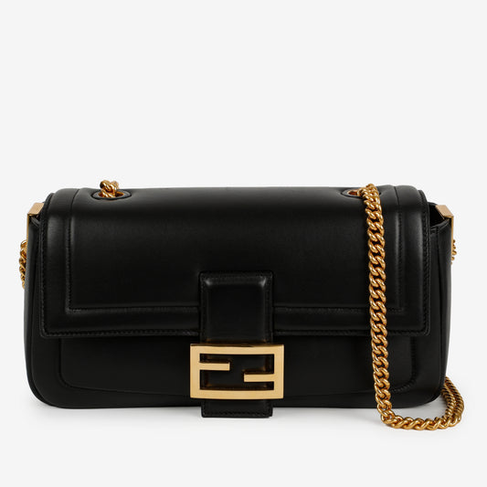 Medium Baguette Chain Bag, Black