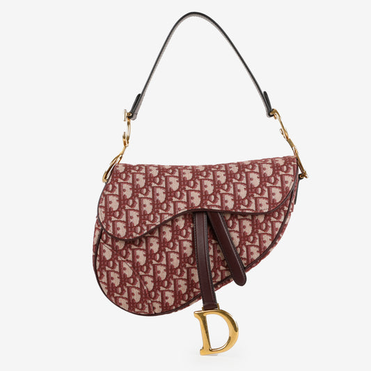 Medium Saddle Bag, Burgundy Oblique