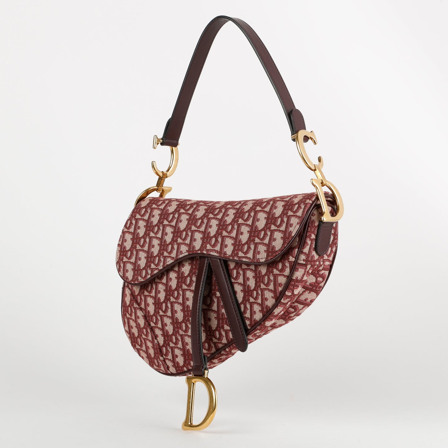 Medium Saddle Bag, Burgundy Oblique