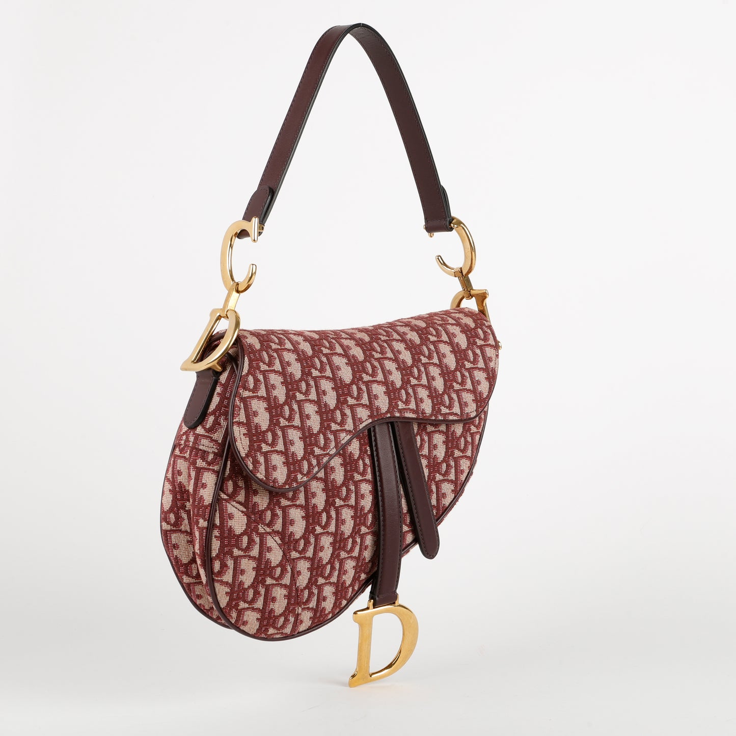 Medium Saddle Bag, Burgundy Oblique