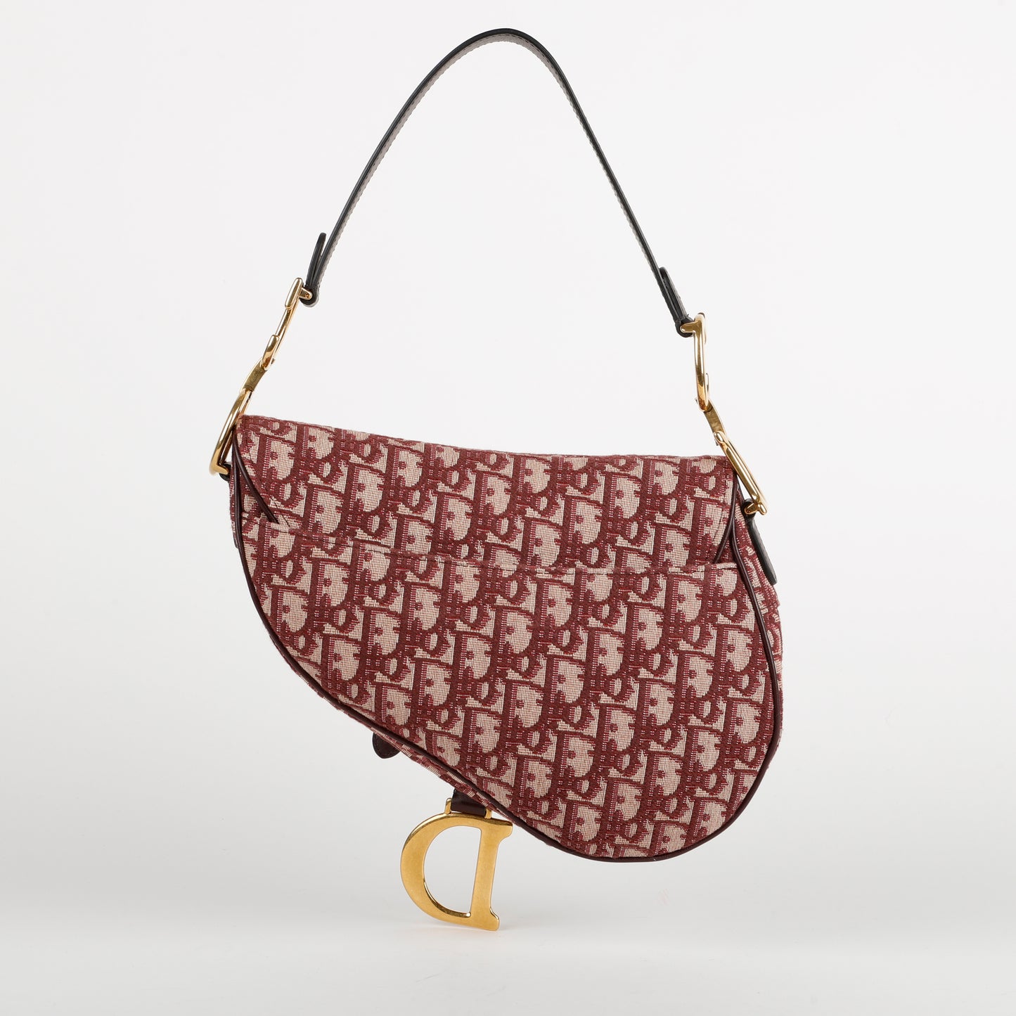 Medium Saddle Bag, Burgundy Oblique