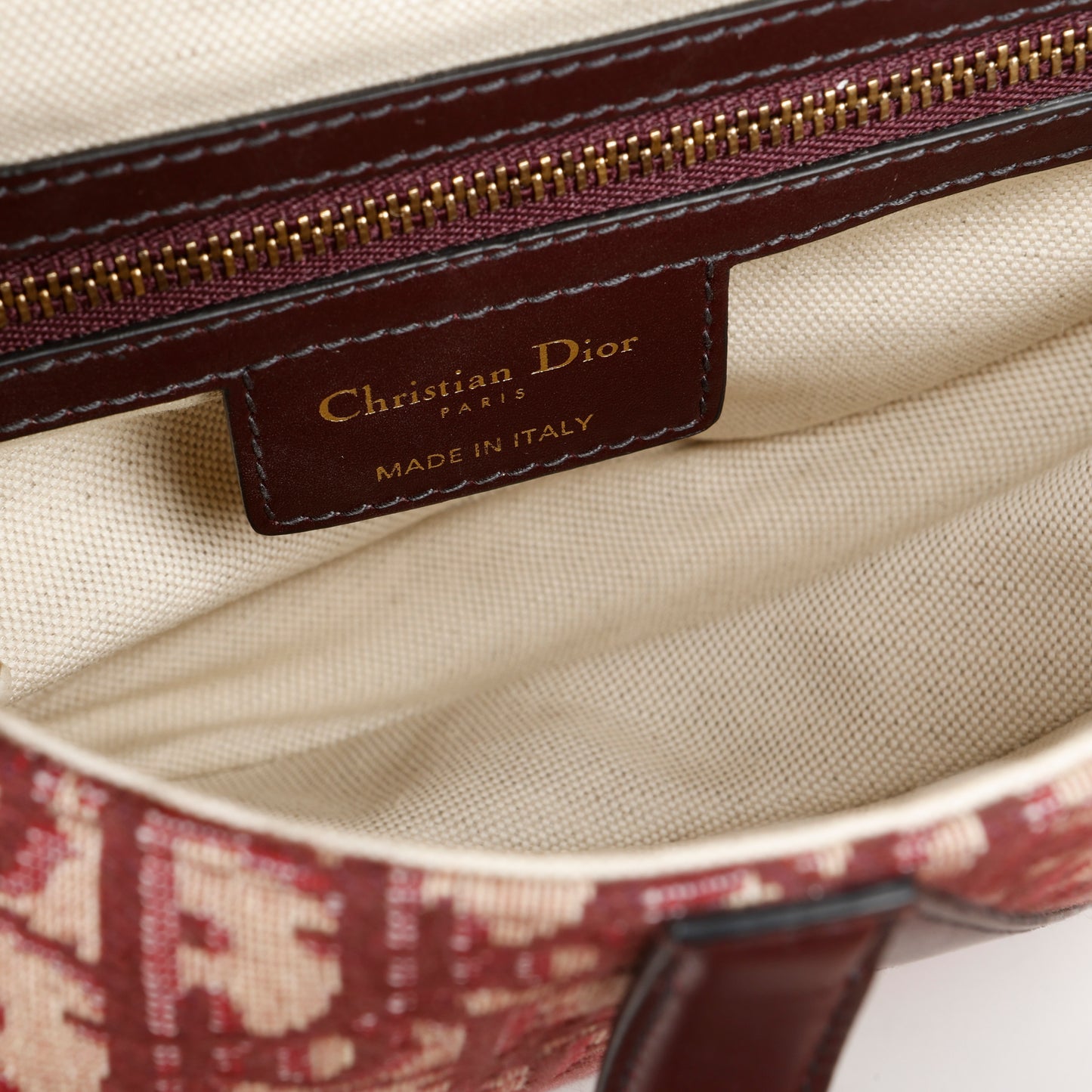 Medium Saddle Bag, Burgundy Oblique