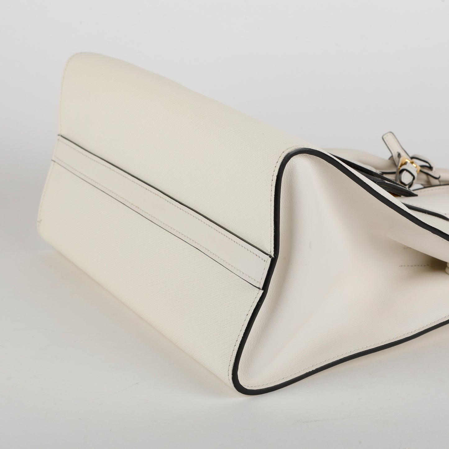 Paradigme City Bag, Black White Saffiano Leather