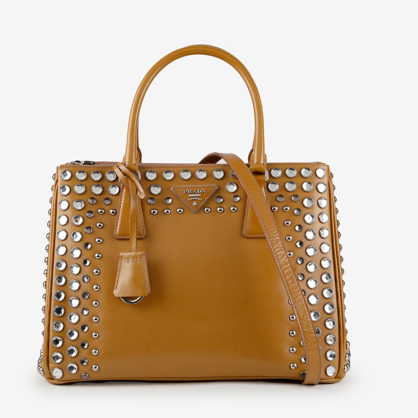 Medium Galleria, Patent Saffiano W/ Studs