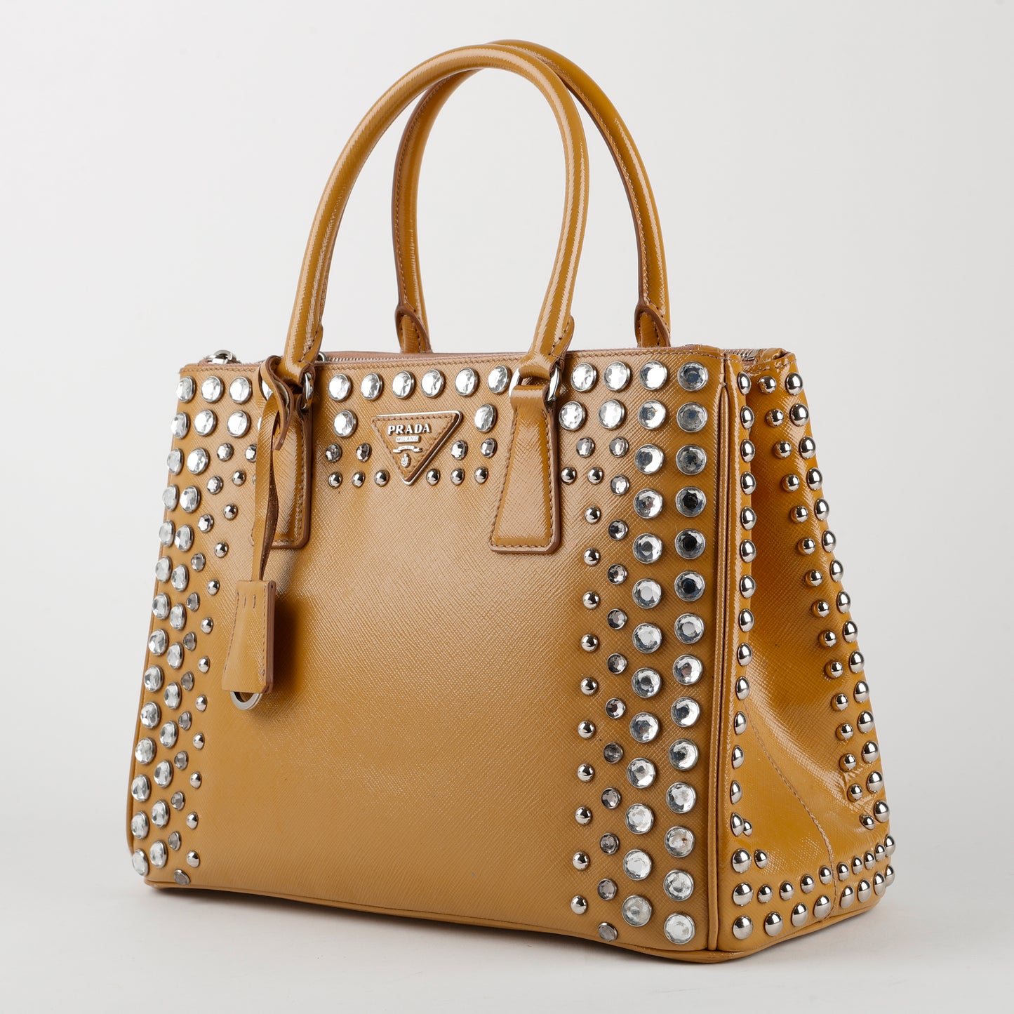 Medium Galleria, Patent Saffiano W/ Studs
