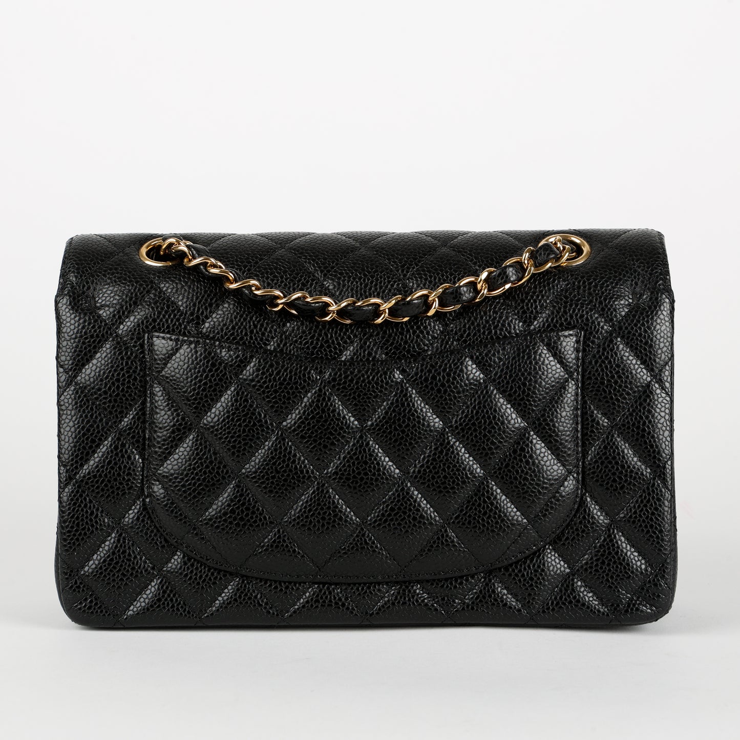 Small Double Flap, Black Caviar Gold Hardware