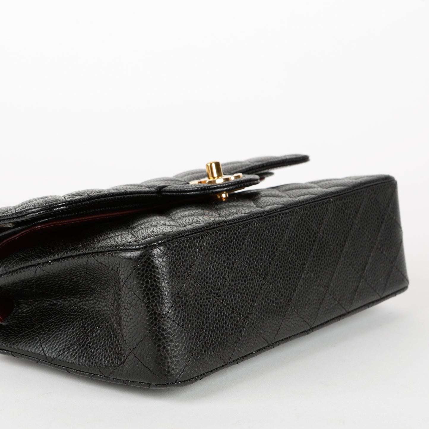 Small Double Flap, Black Caviar Gold Hardware