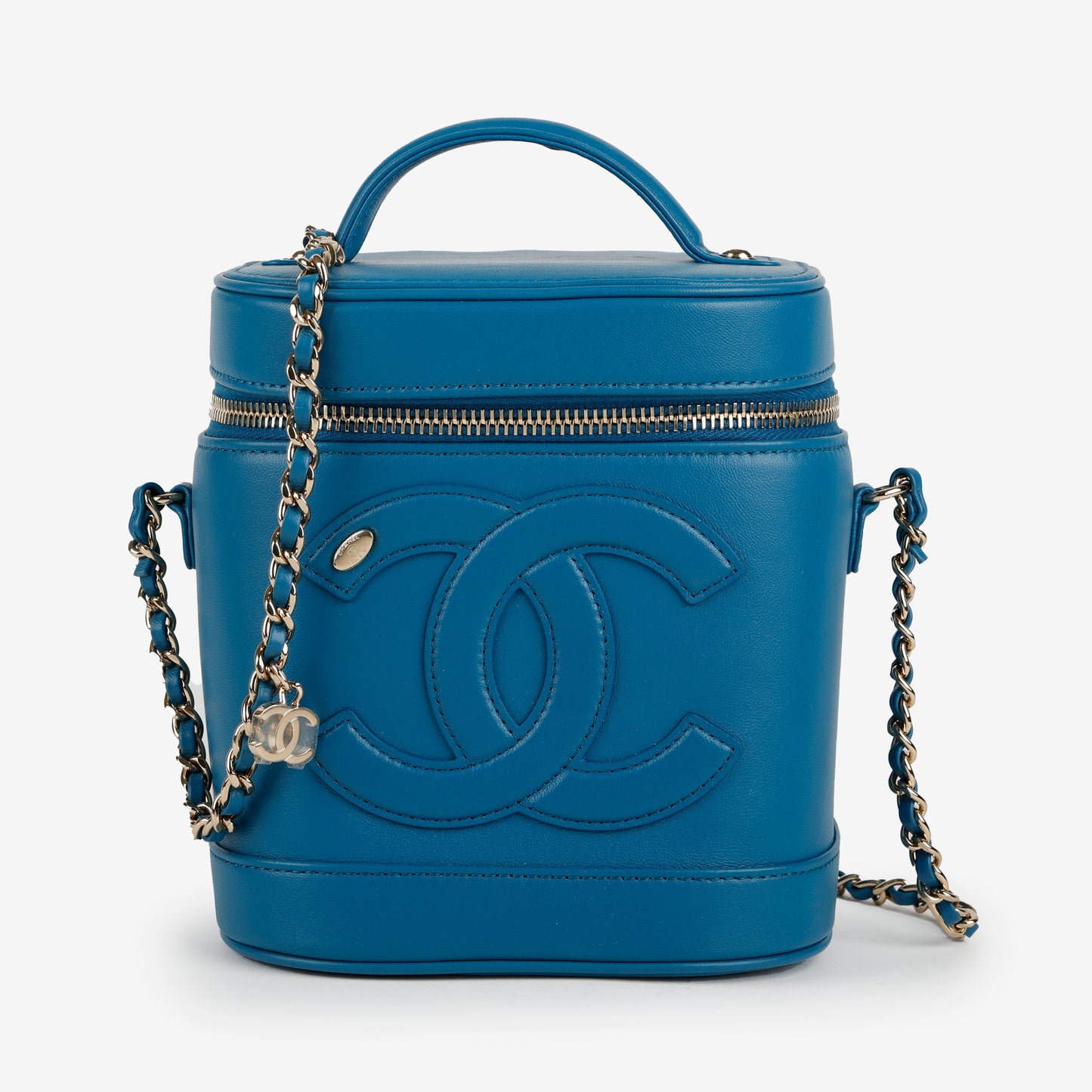 Timeless Vanity On Chain, Blue Lambskin Gold Hardware