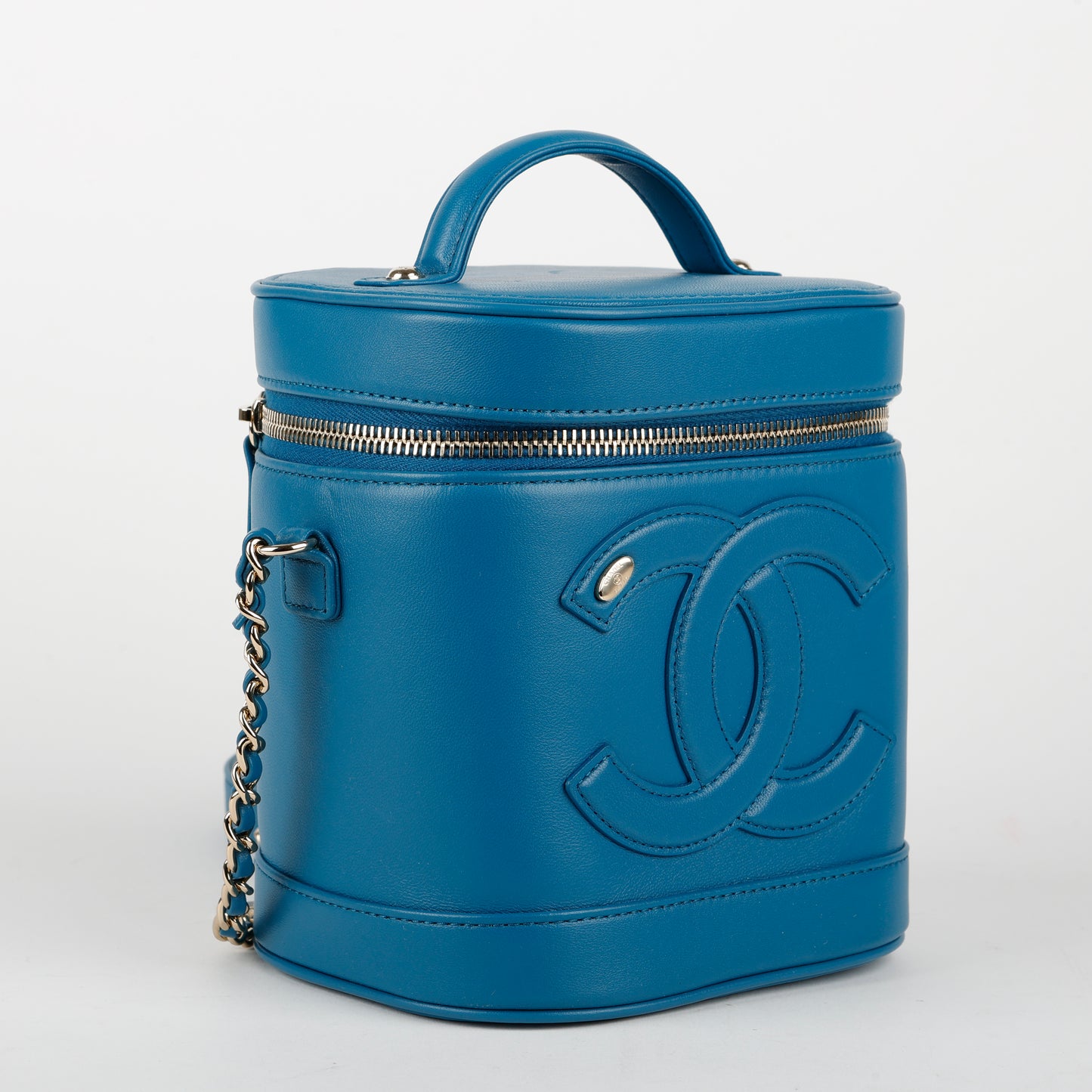 Timeless Vanity On Chain, Blue Lambskin Gold Hardware