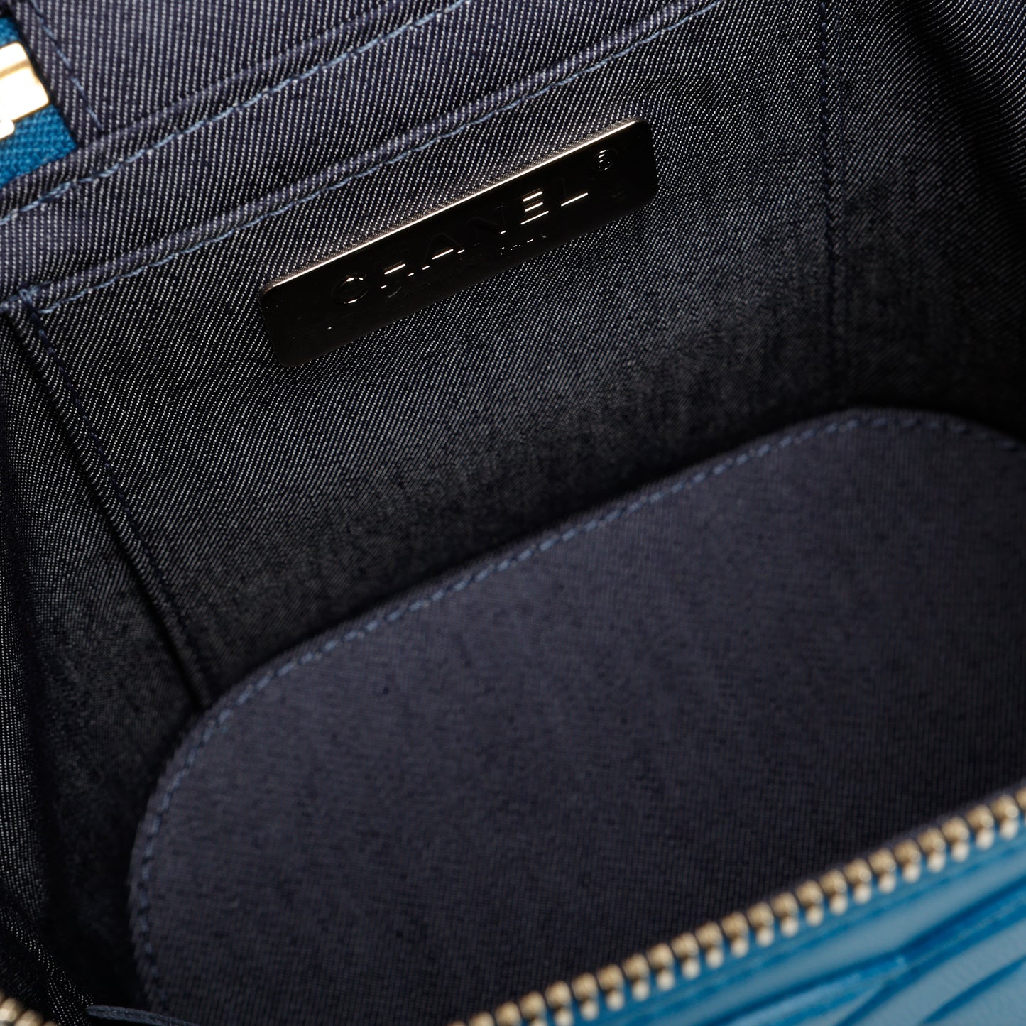 Timeless Vanity On Chain, Blue Lambskin Gold Hardware