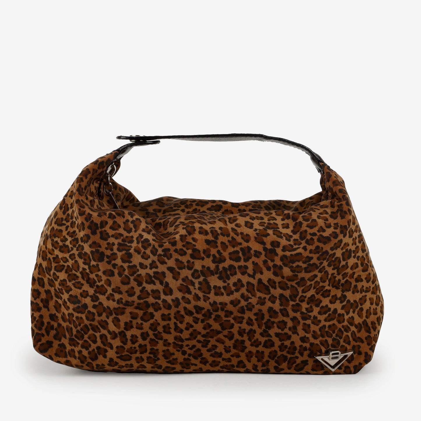 Mini Nylon Top Handle, Cheetah Silver Hardware