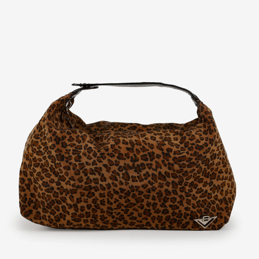 Mini Nylon Top Handle, Cheetah Silver Hardware