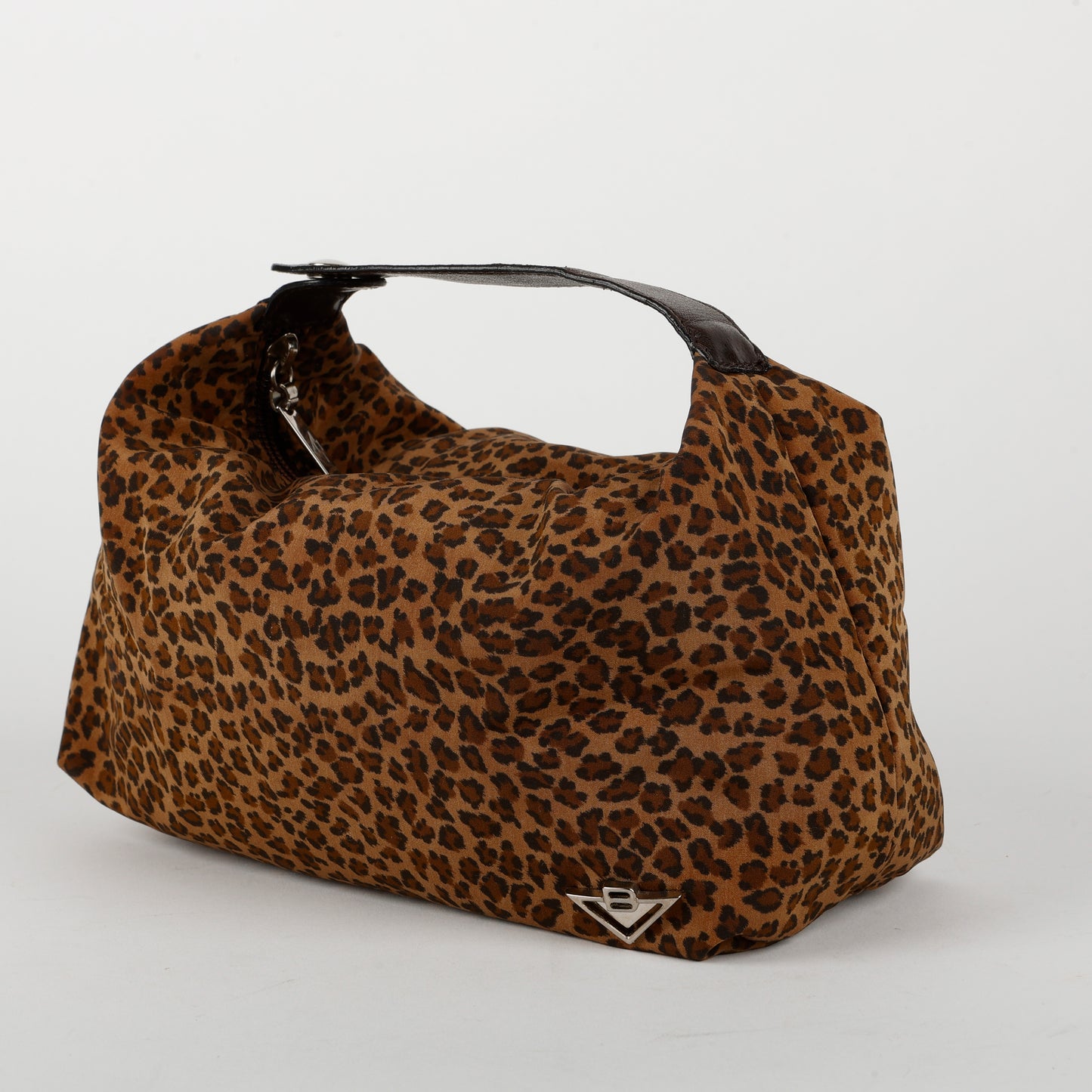 Mini Nylon Top Handle, Cheetah Silver Hardware