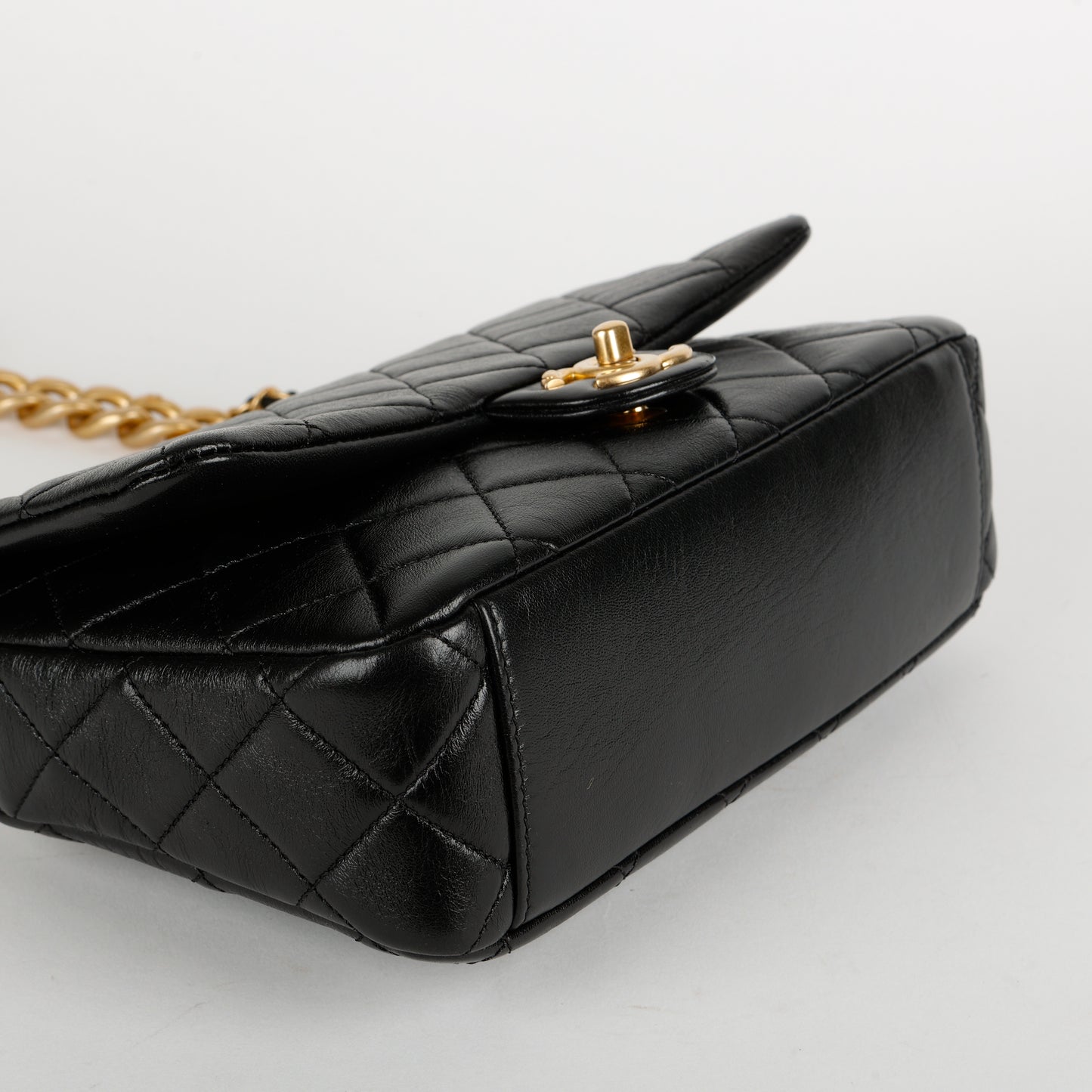 Black Calfskin Seasonal Flap Gold Hardware