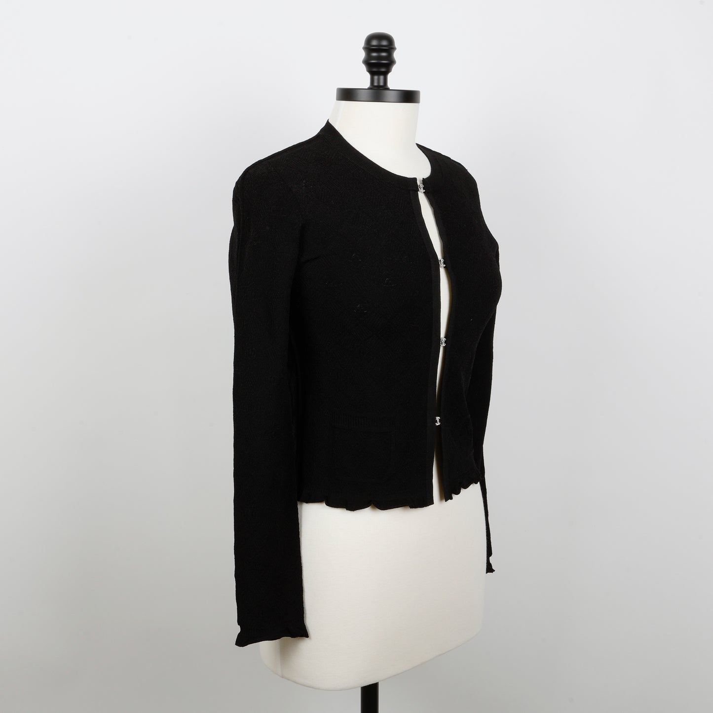 Black Cardigan CC Silver Crystal Buttons (Size 36)
