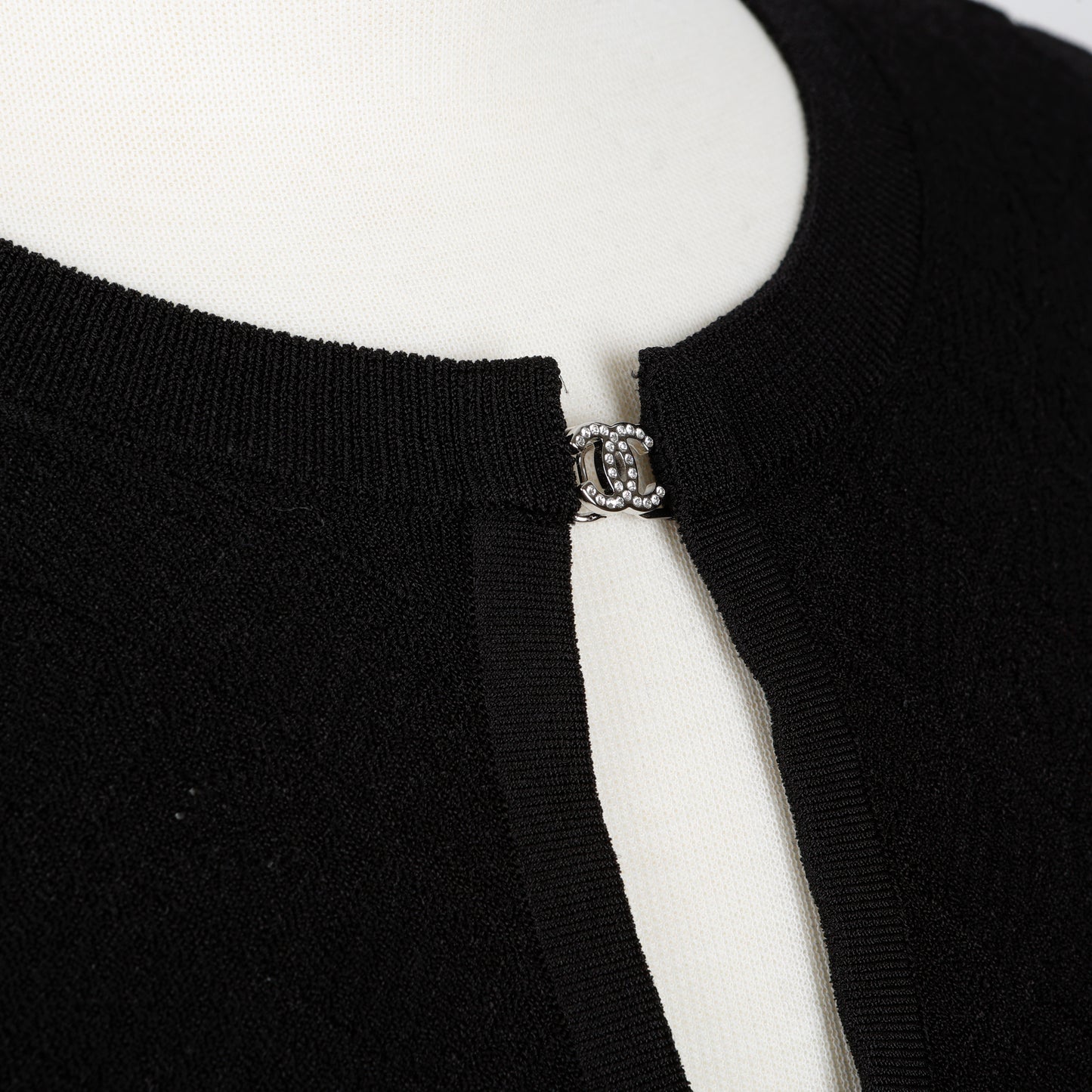 Black Cardigan CC Silver Crystal Buttons (Size 36)