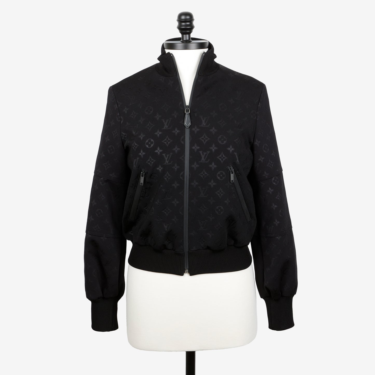 Zip Up Jogging Jacket, Black Monogram (Size 34)
