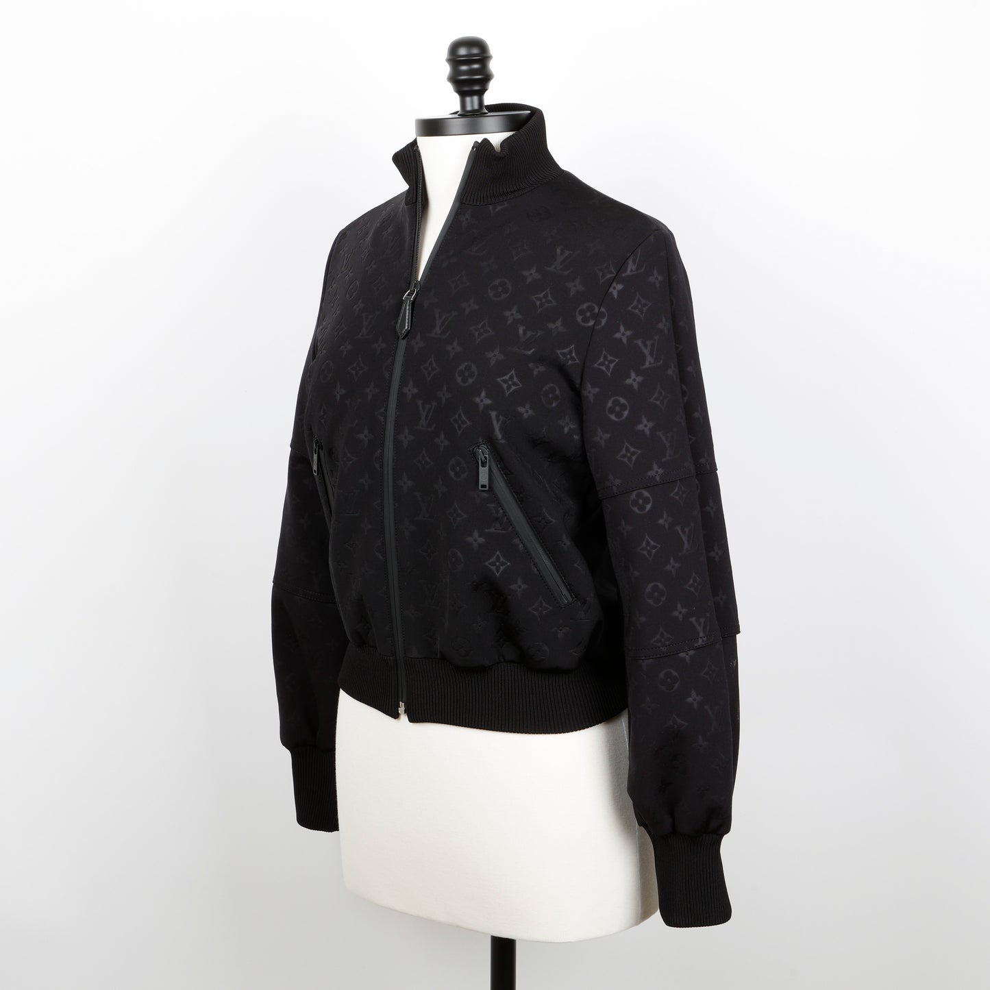 Zip Up Jogging Jacket, Black Monogram (Size 34)