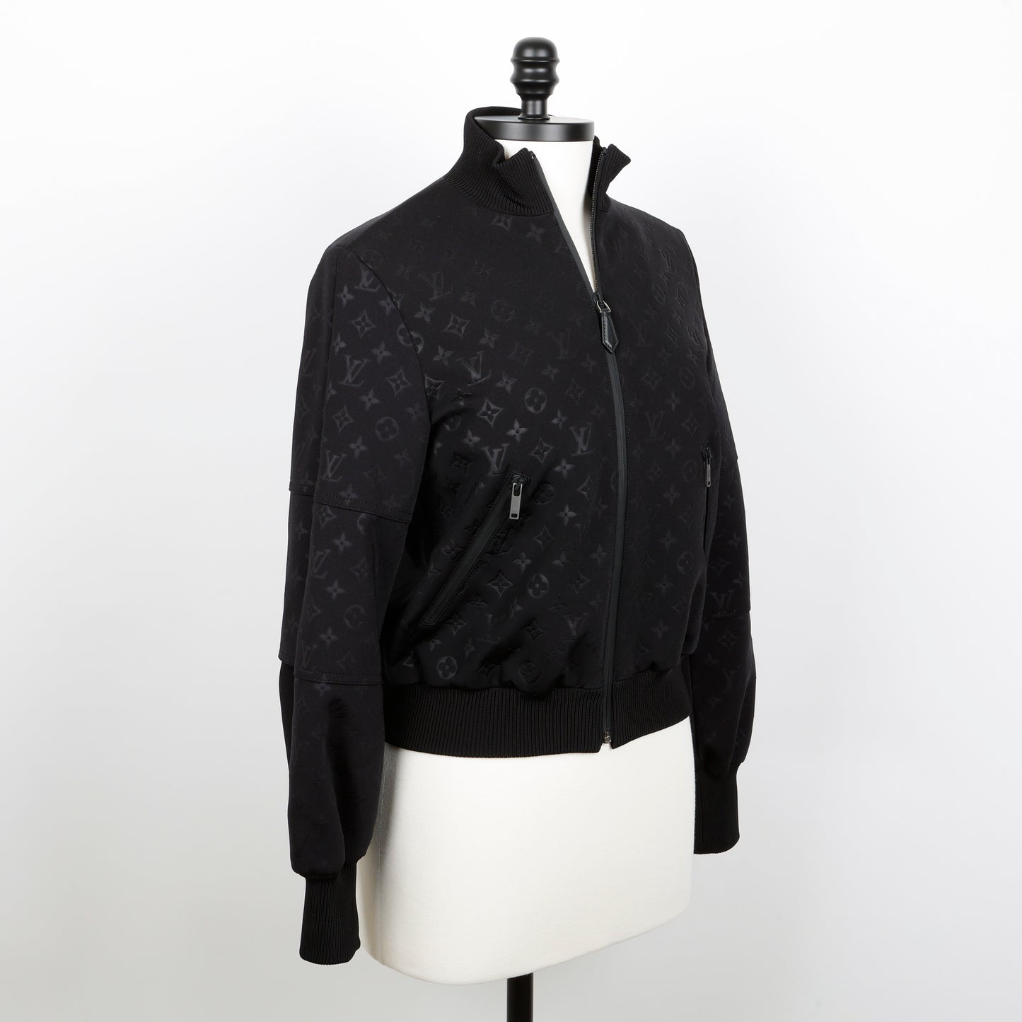 Zip Up Jogging Jacket, Black Monogram (Size 34)