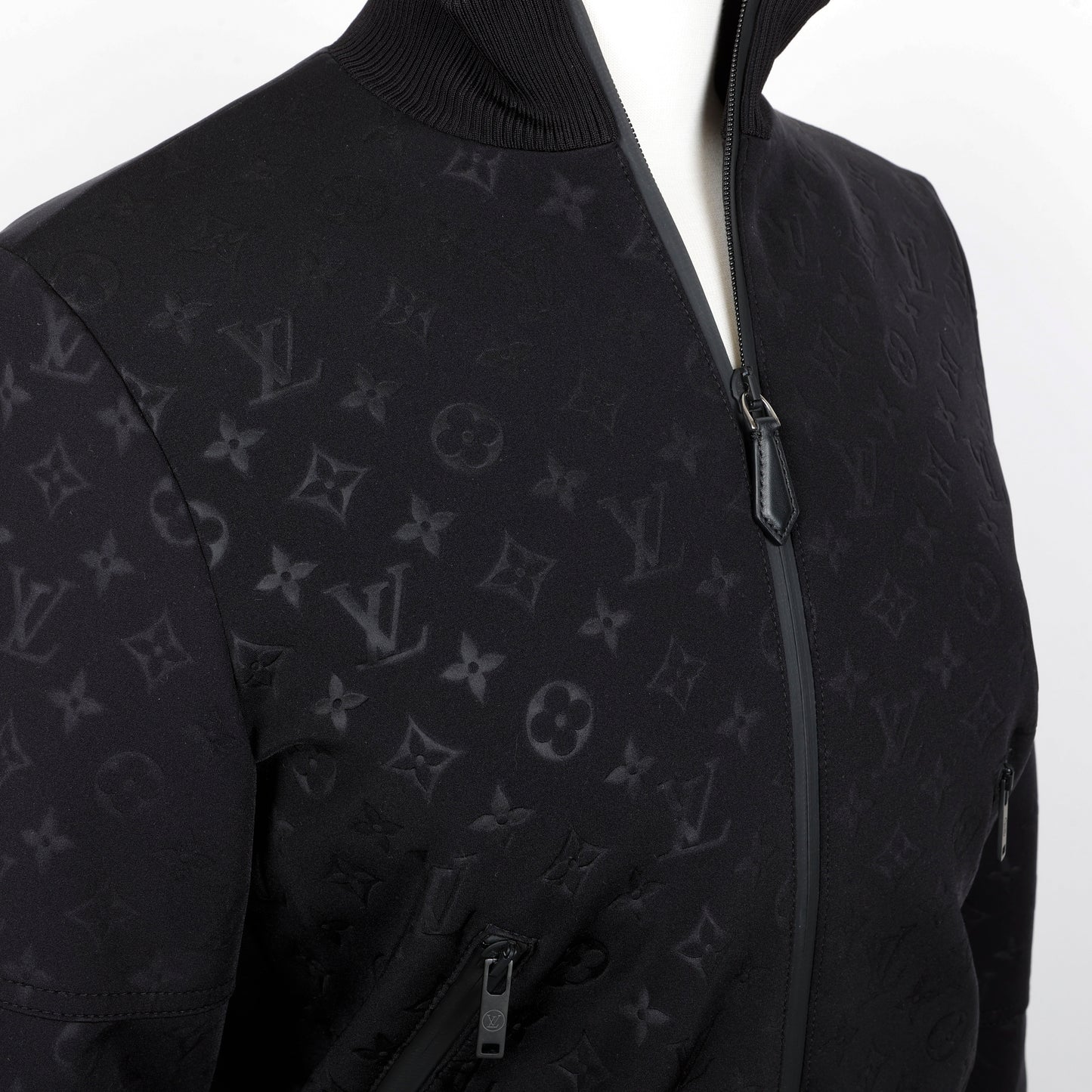 Zip Up Jogging Jacket, Black Monogram (Size 34)