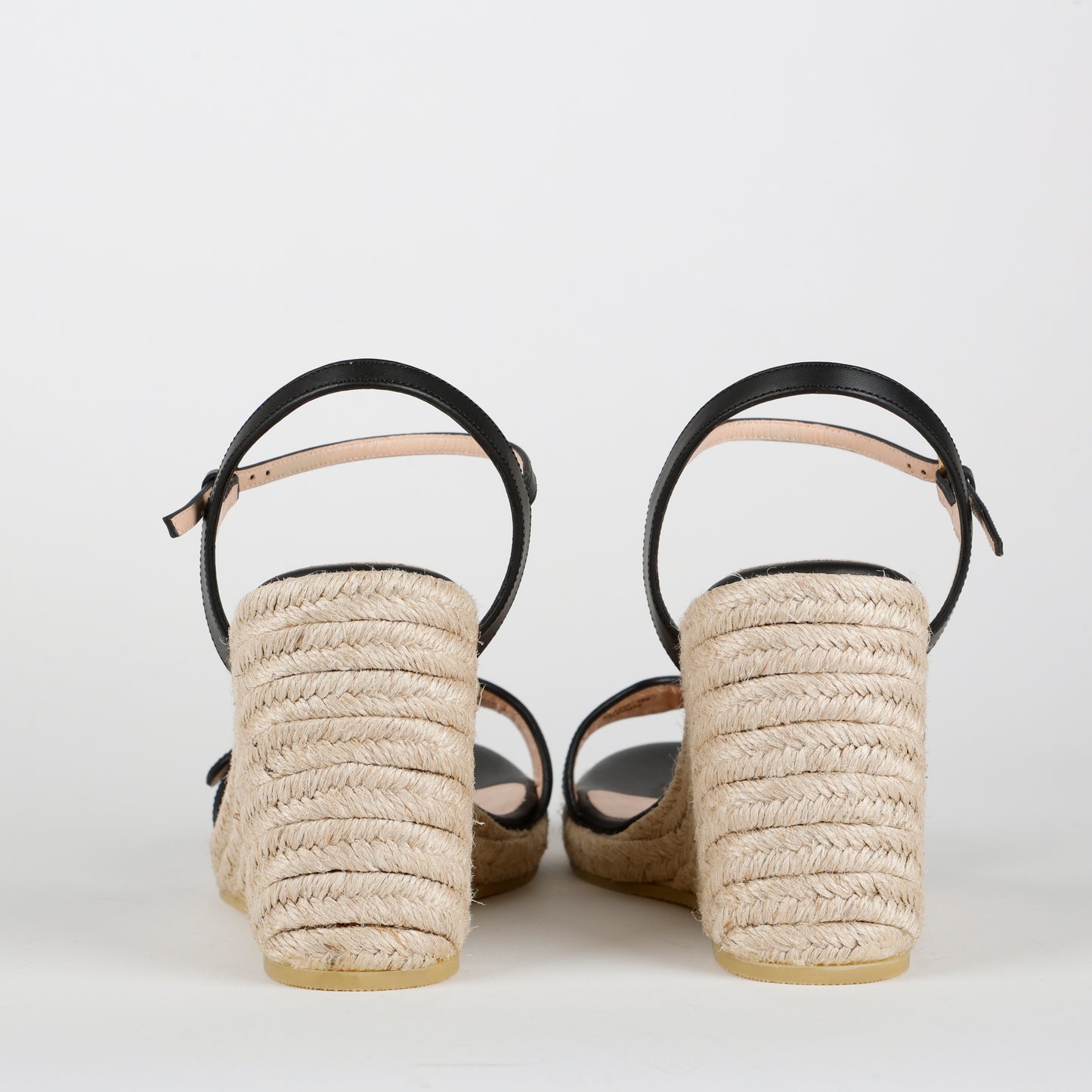 GG Monogram Espadrille Sandal Wedges, Black