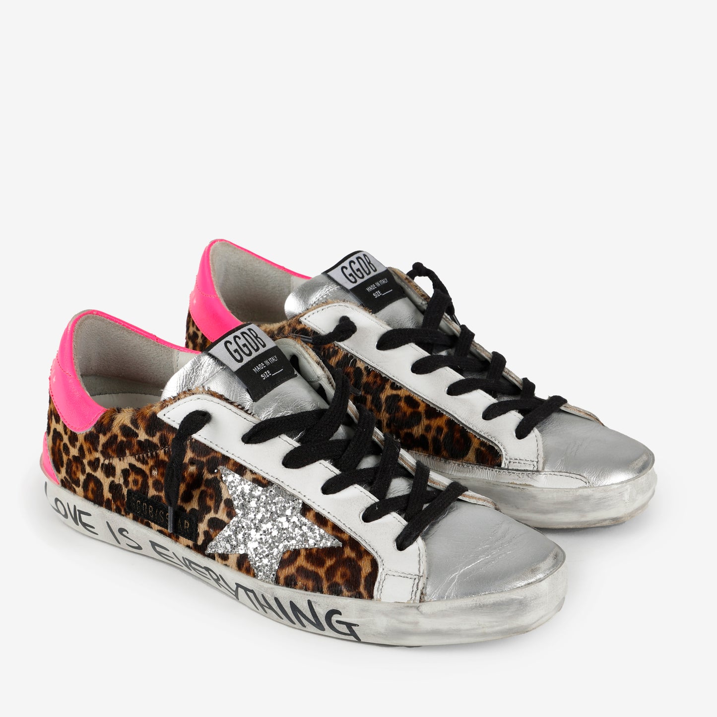 Super Star Platinum, Cheetah/Pink/Silver Star (Size 38)