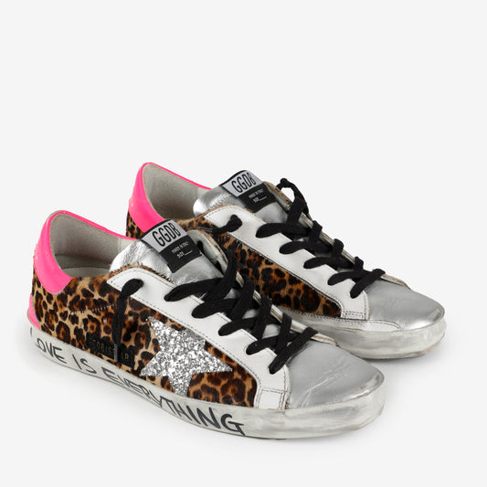 Super Star Platinum, Cheetah/Pink/Silver Star (Size 38)