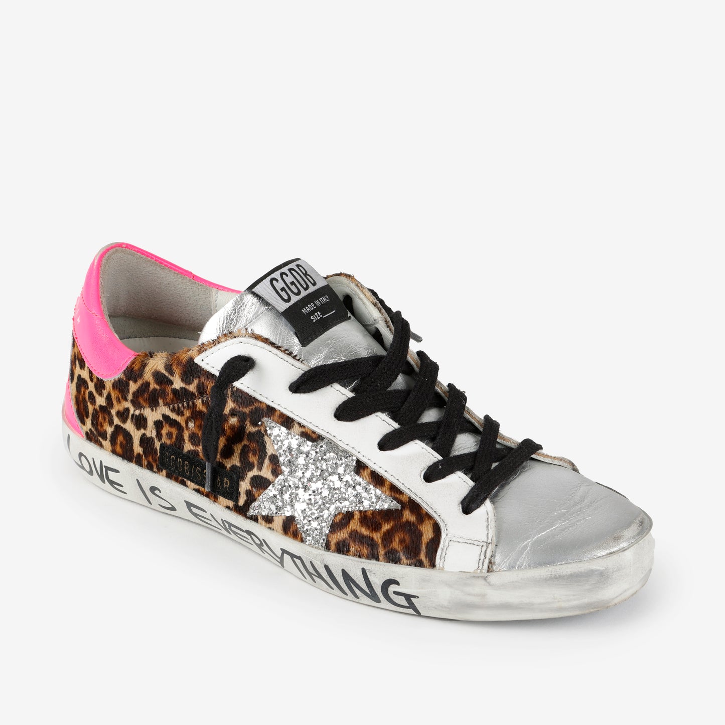 Super Star Platinum, Cheetah/Pink/Silver Star (Size 38)
