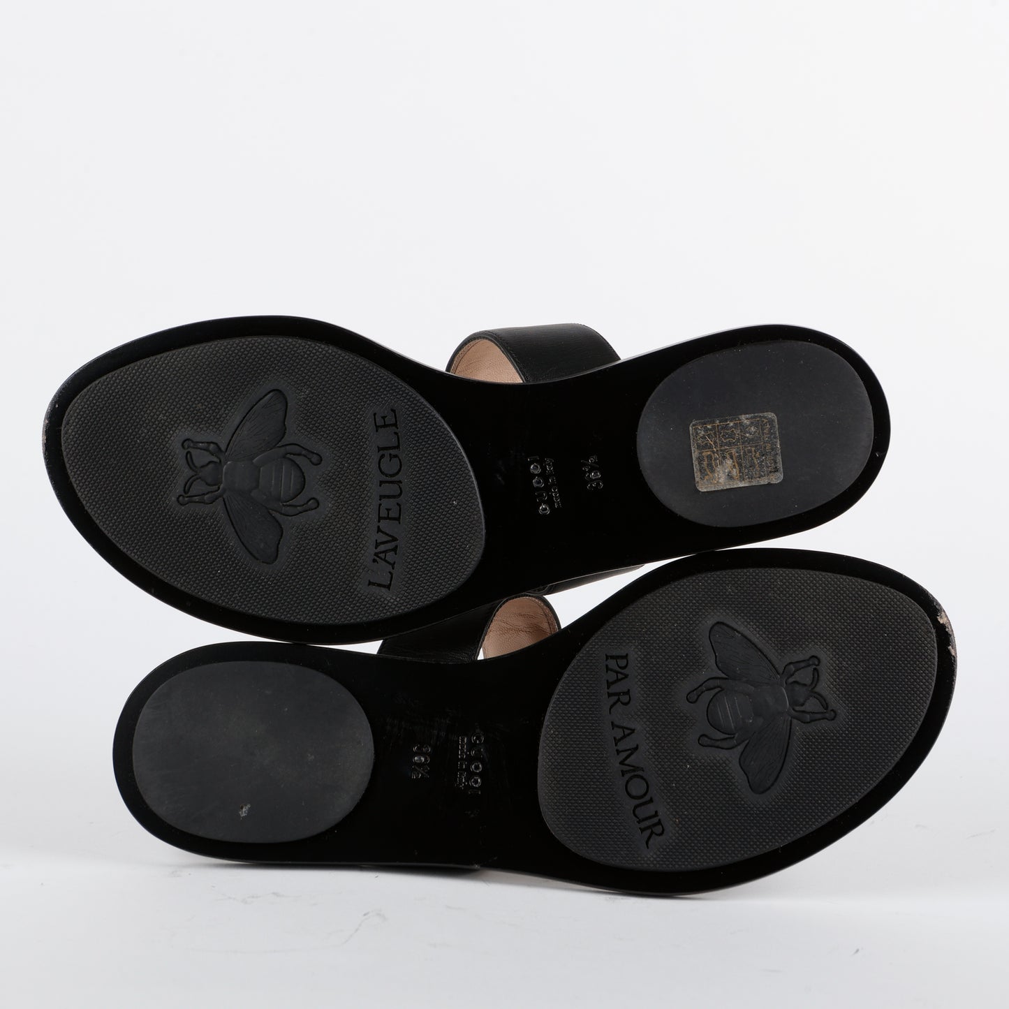 Gold GG Sandals, Black (Size 36.5)