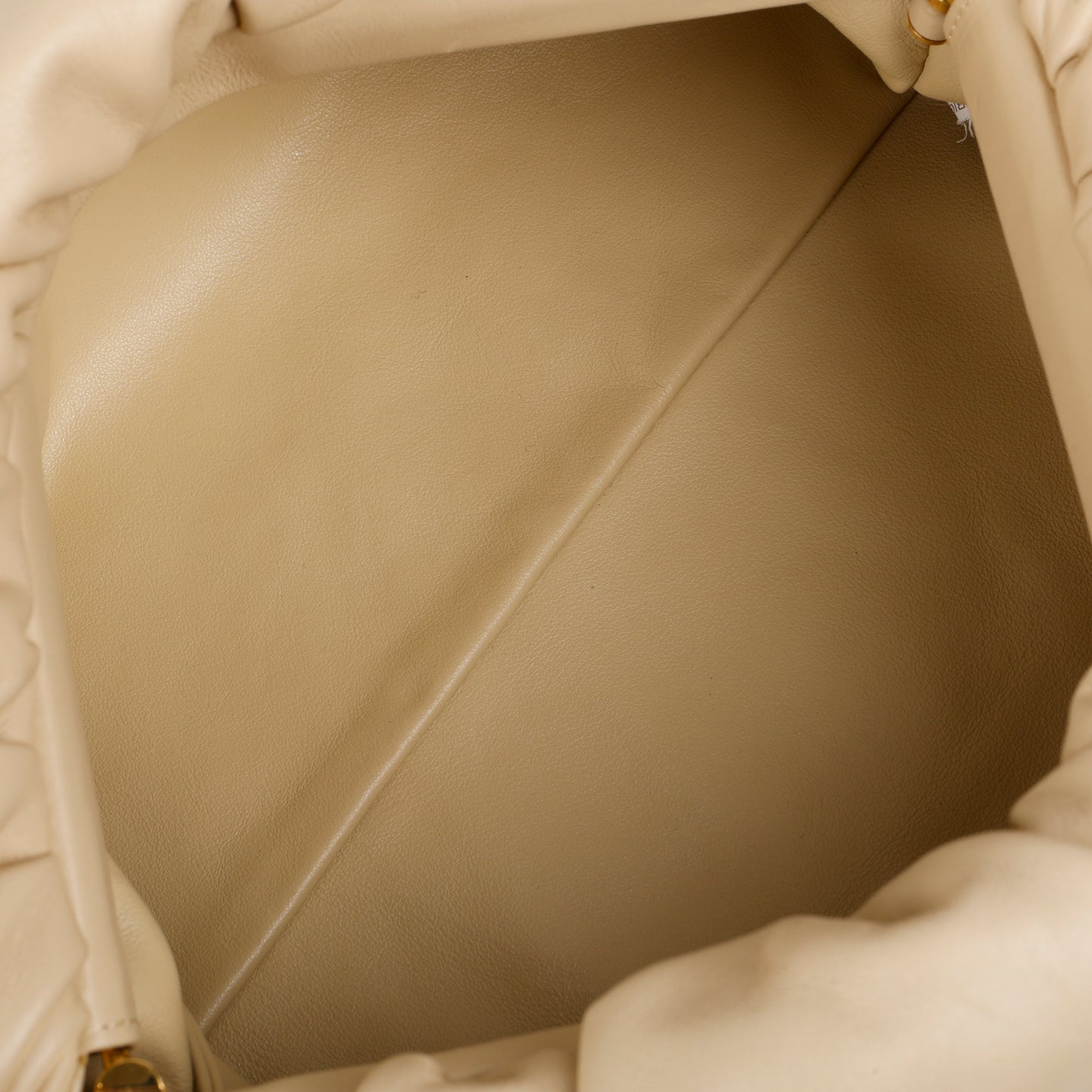 Leather Chain Pouch, Beige