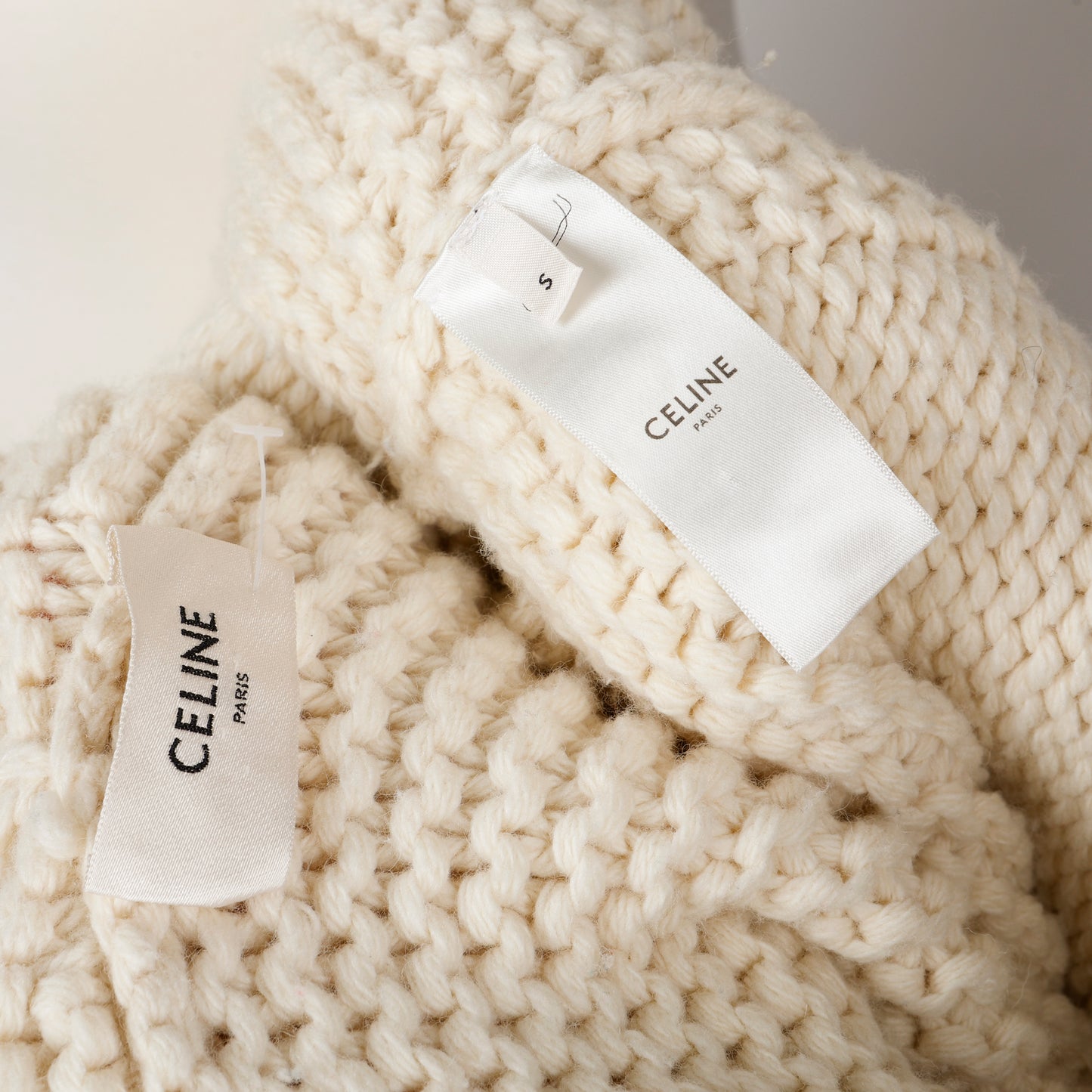 Button Up Crochet Hoodie Sweater, Cream (Size S)