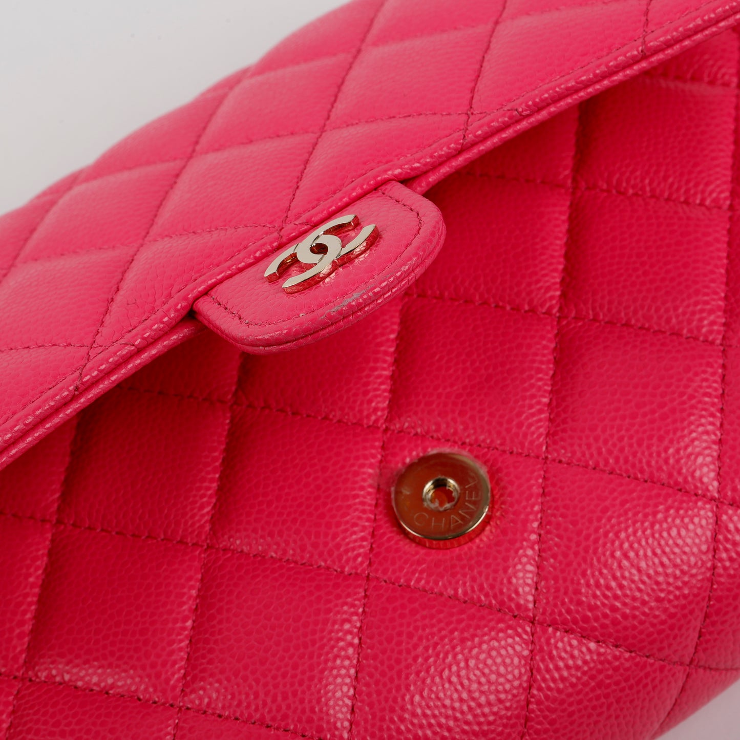 Pink Caviar Trifold Clutch Wallet On Chain