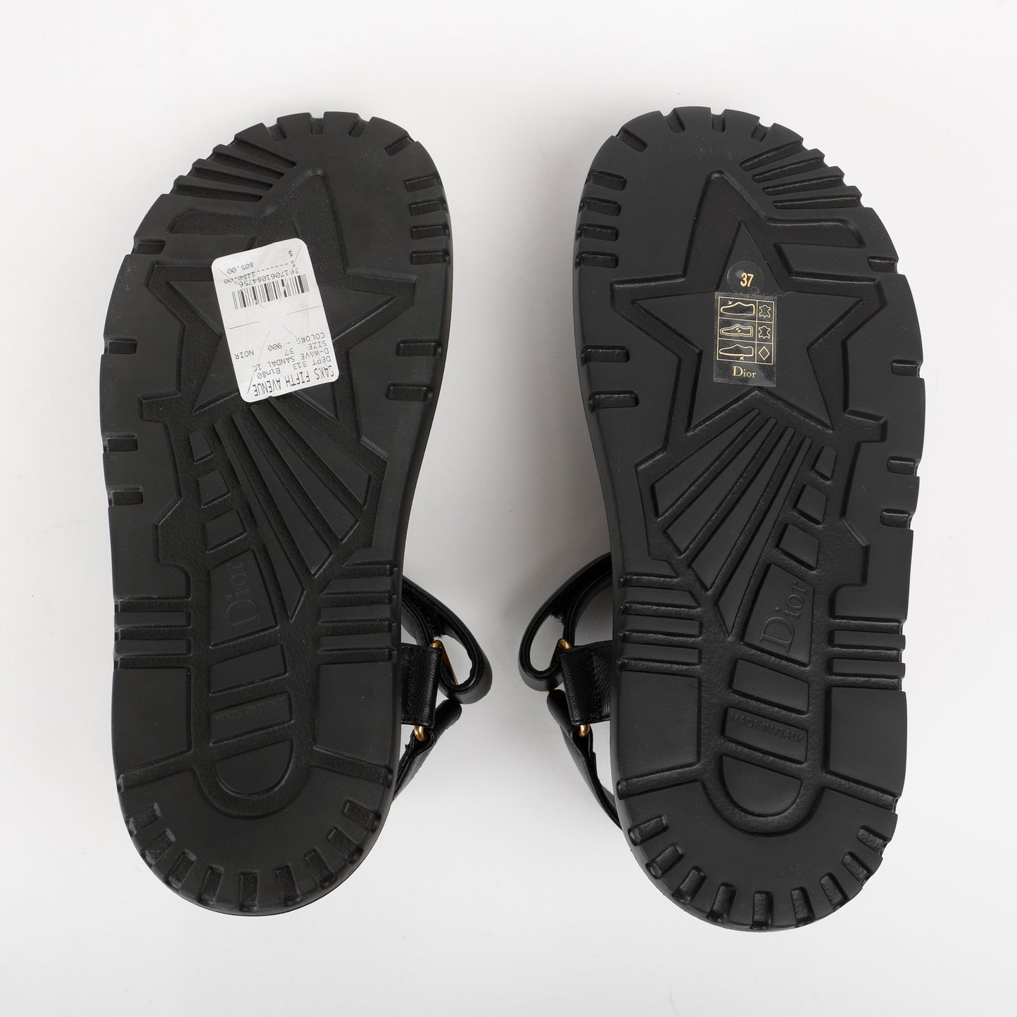 Black Lambskin Dad Sandals Size 37