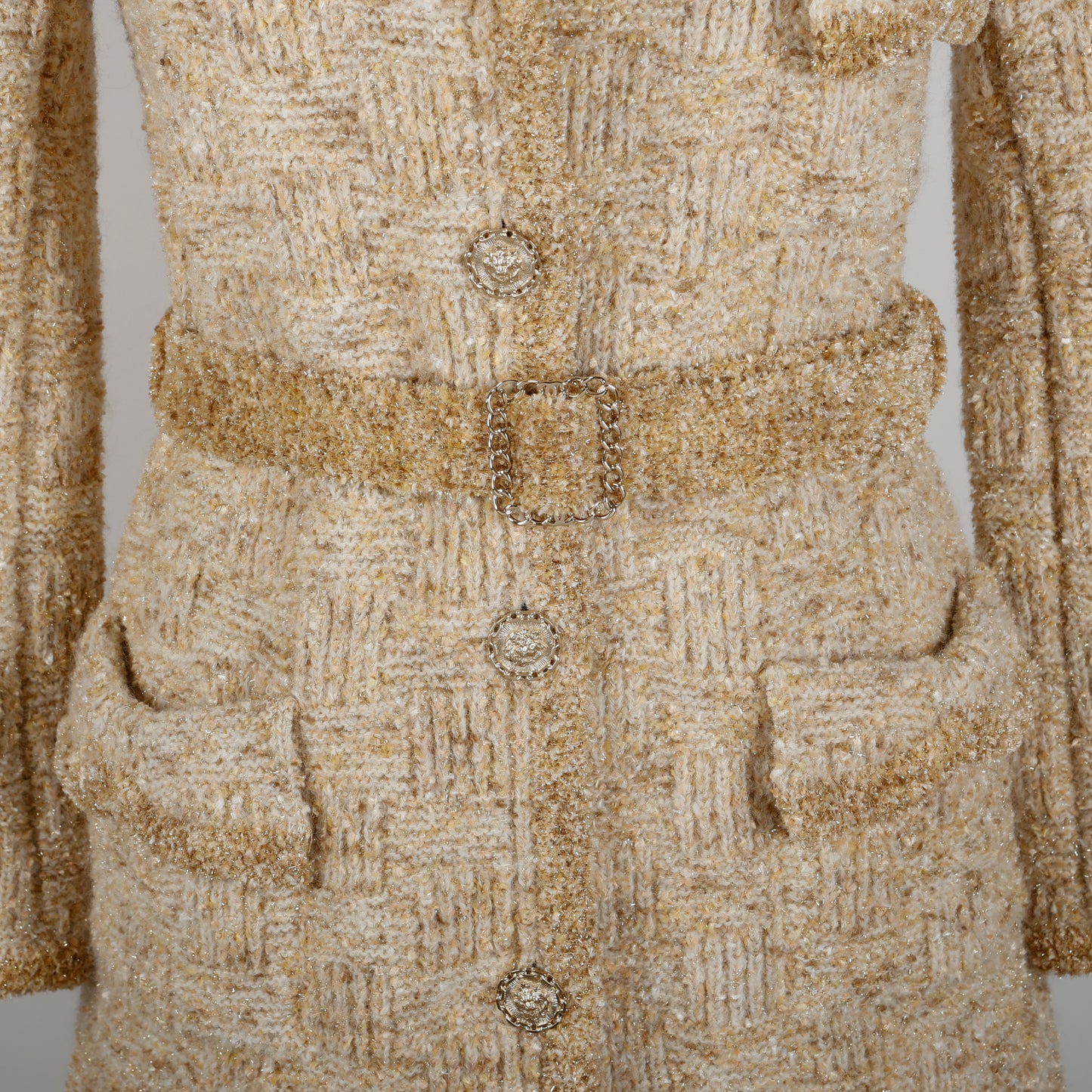 Gold Ecru Beige Tweed Wool (20A) Beige Gold